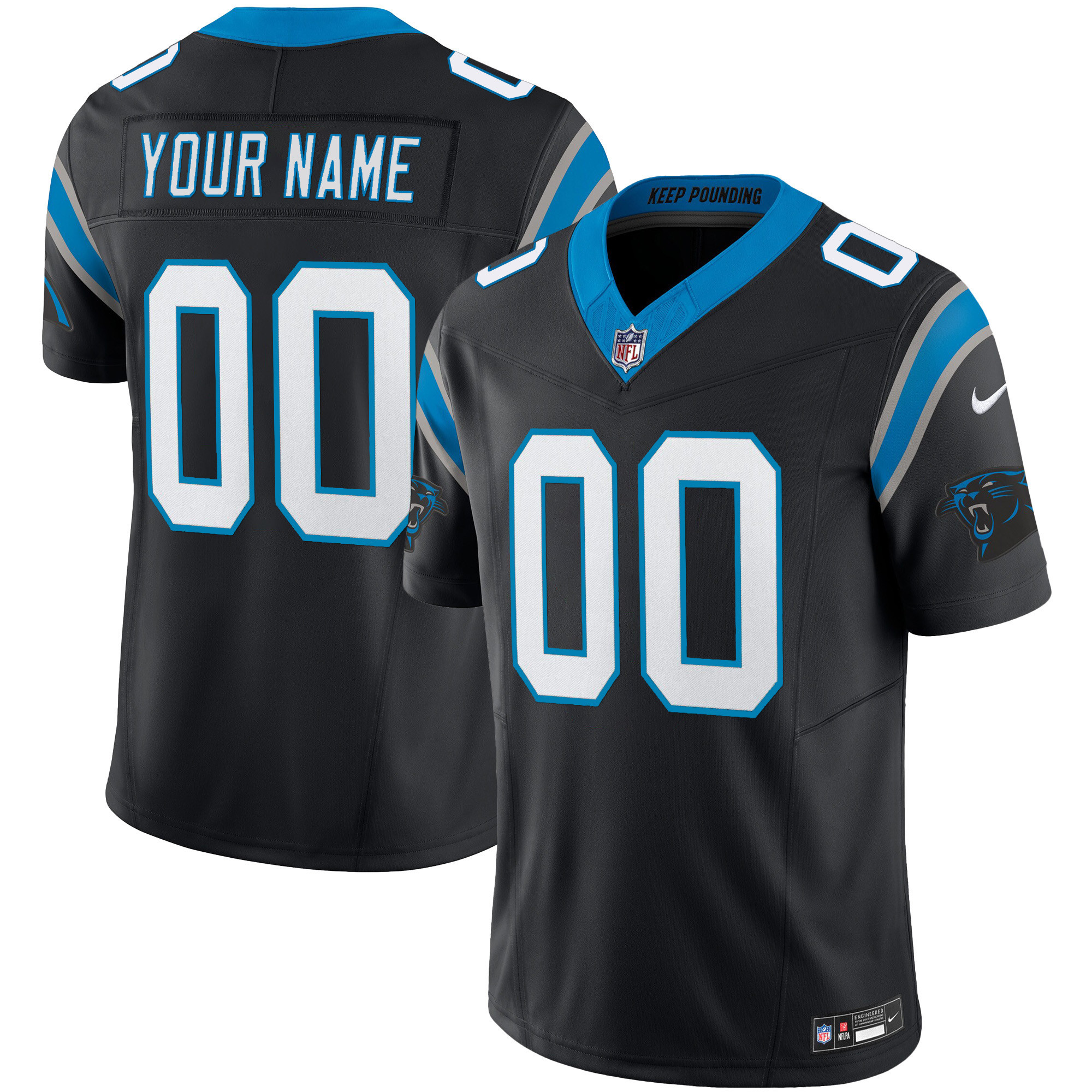 Carolina Panthers Vapor Limited Cusotm Black Jersey - All Stitched 