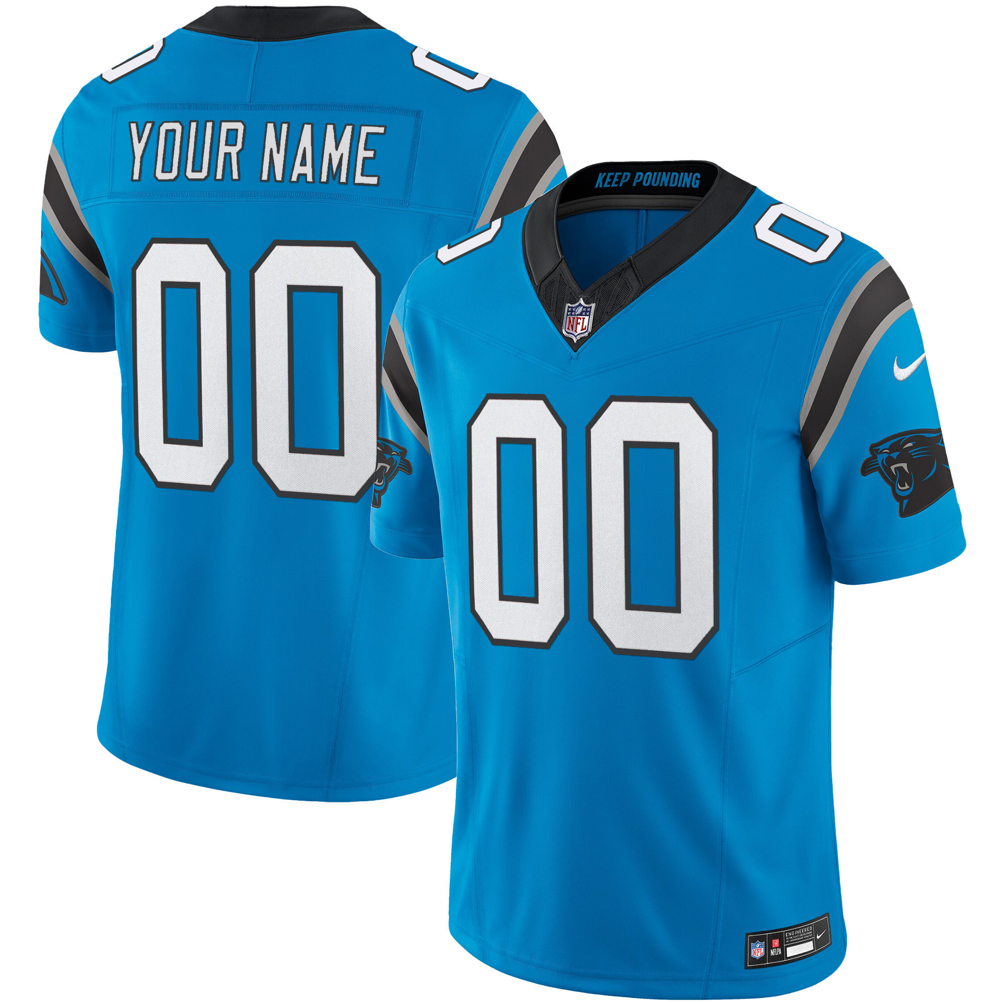 Carolina Panthers Vapor Limited Cusotm Blue Jersey - All Stitched 