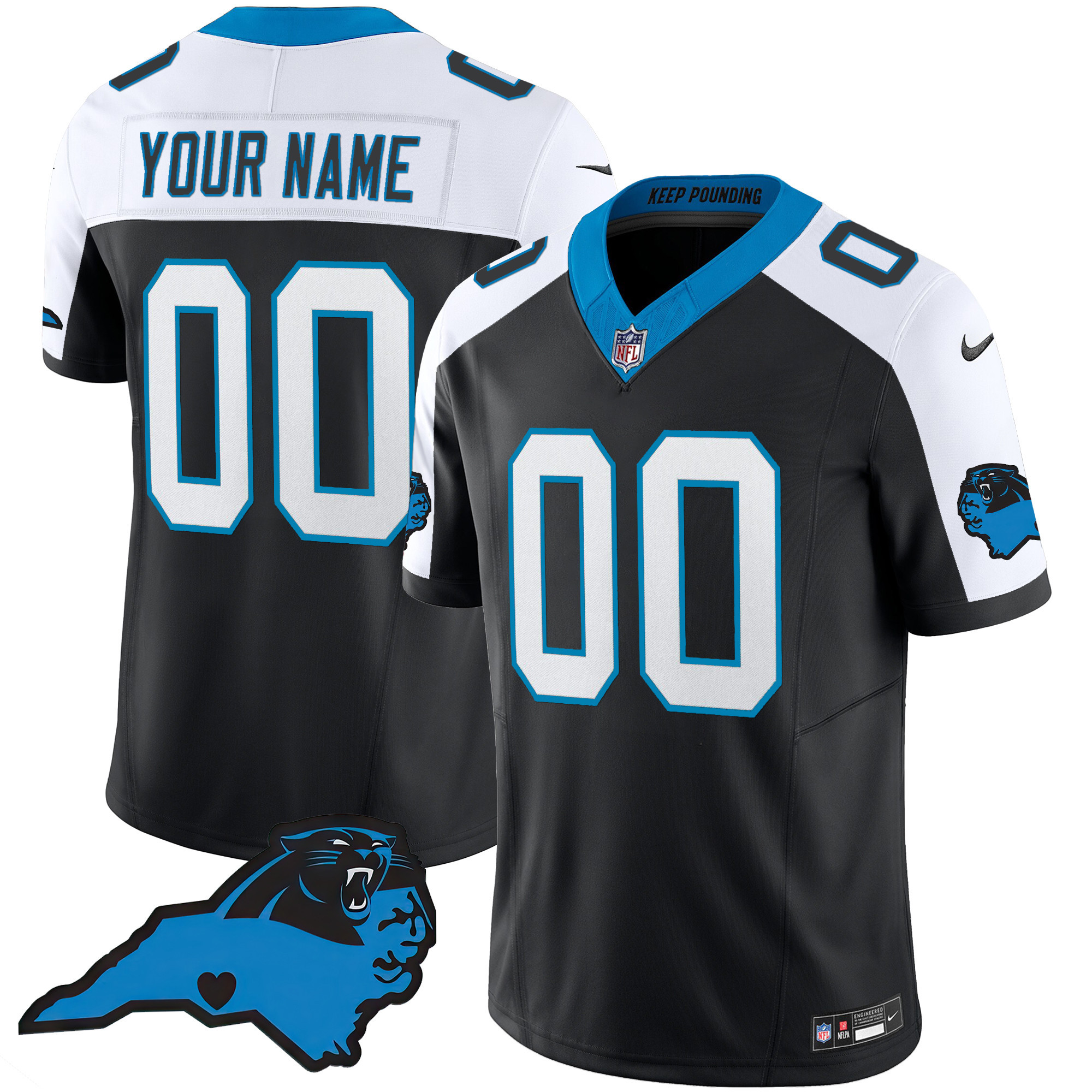 Carolina Panthers Vapor Limited Custom Black Alternate Jersey - All Stitched 