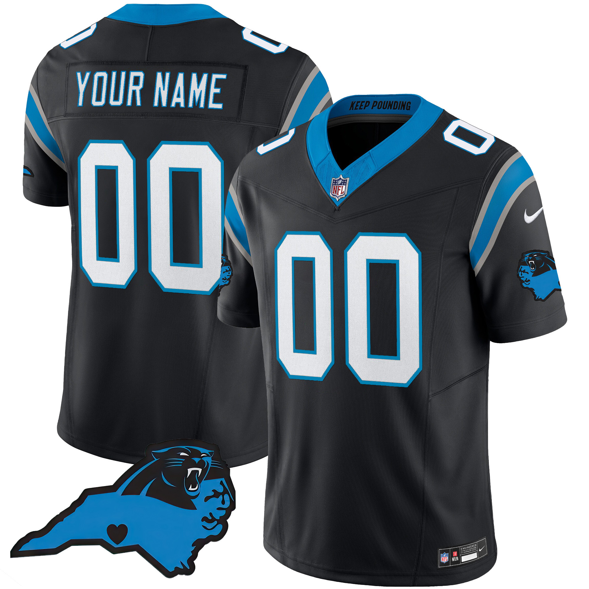 Carolina Panthers Vapor Limited Custom Black Jersey - All Stitched 