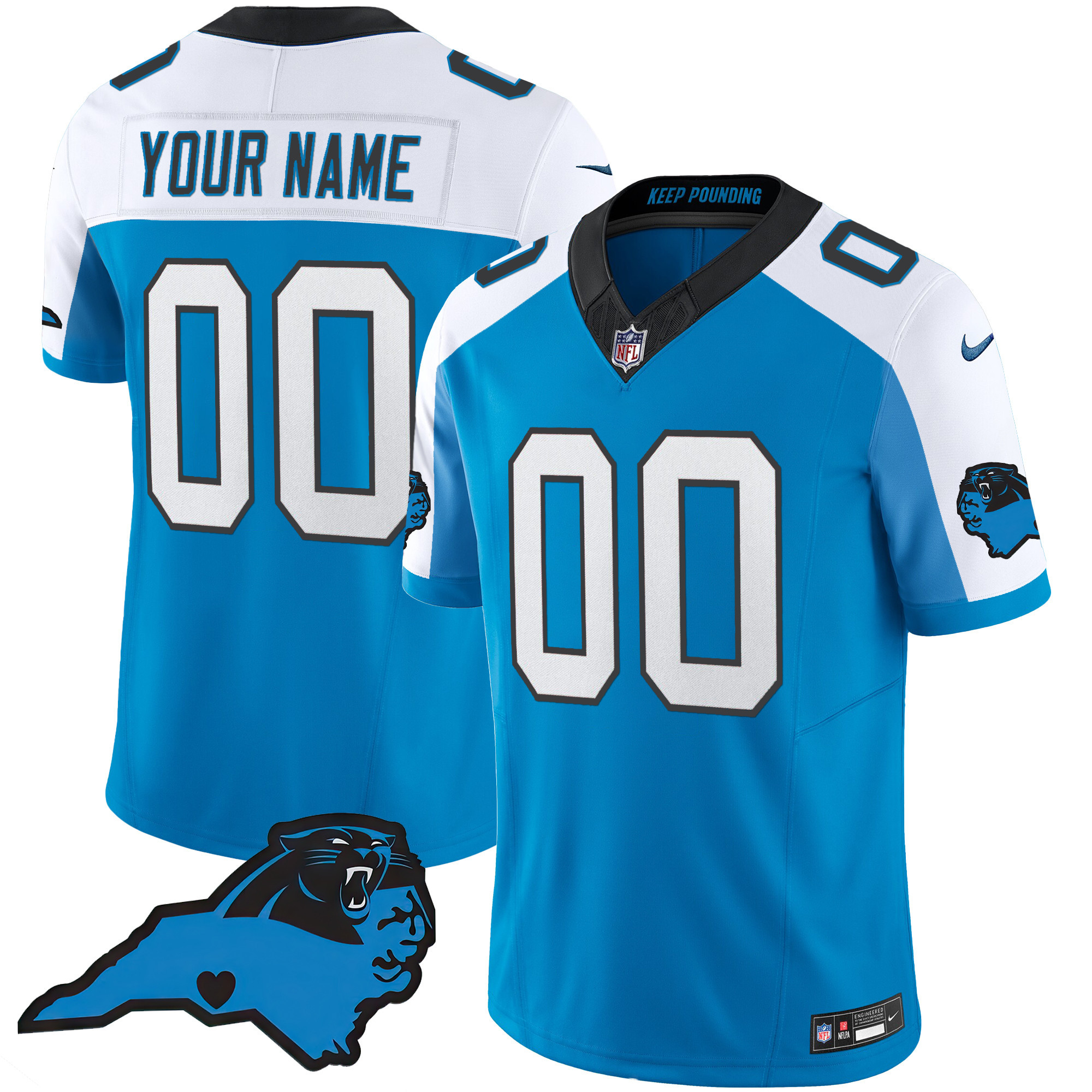 Carolina Panthers Vapor Limited Custom Blue Alternate Jersey - All Stitched 