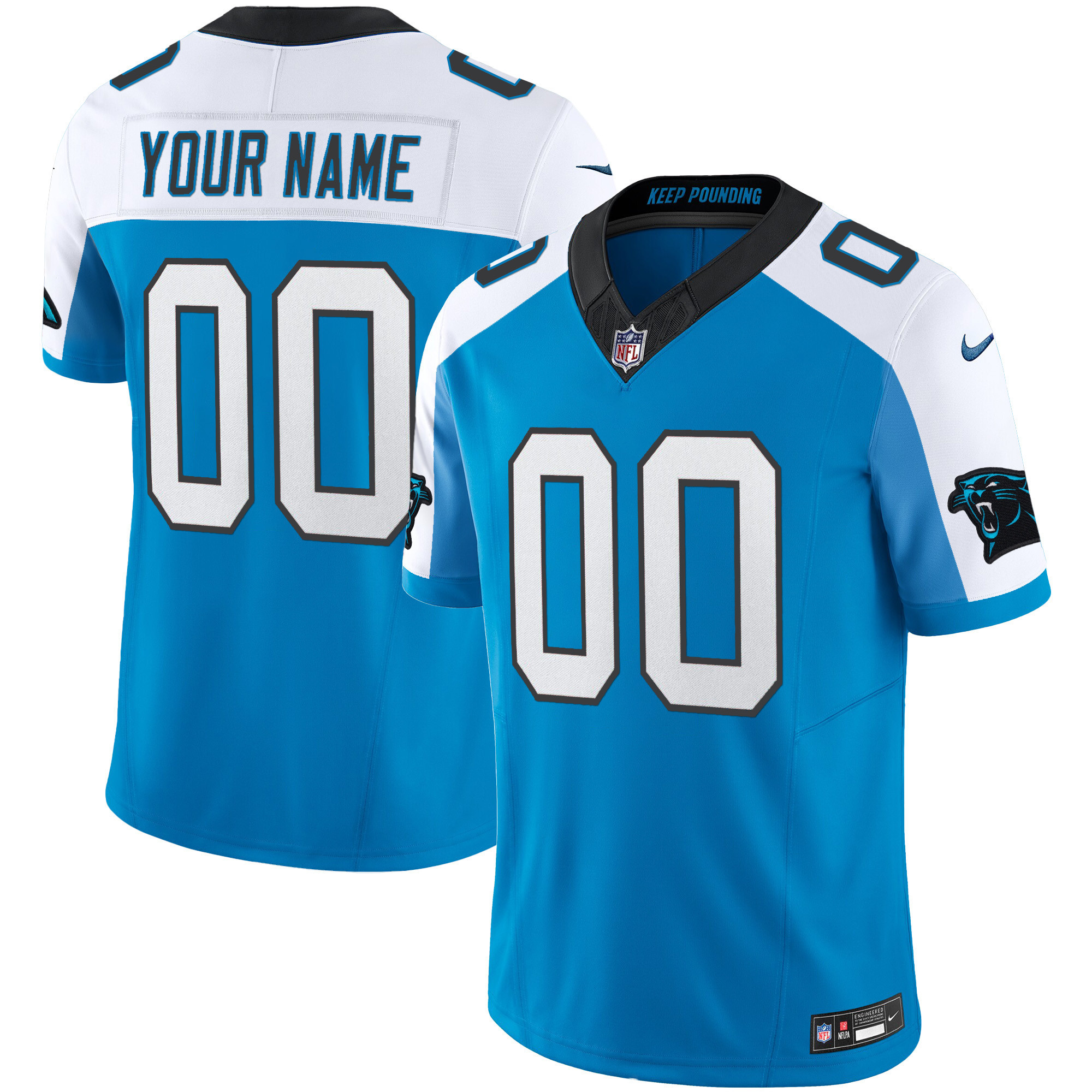 Carolina Panthers Vapor Limited Custom Blue Alternate Jersey - All Stitched 