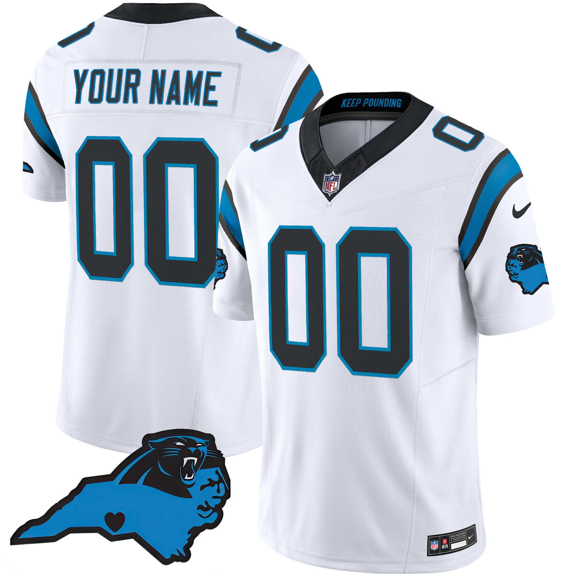 Carolina Panthers Vapor Limited Custom White Jersey - All Stitched 