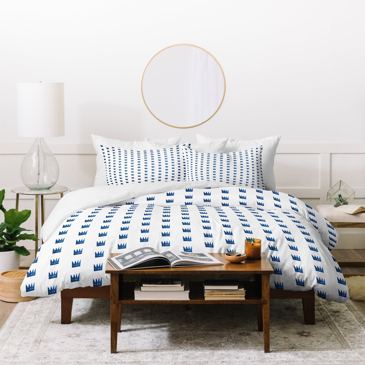 Caroline Okun Ivory Watercolor Crowns Duvet Cover Bedding Set