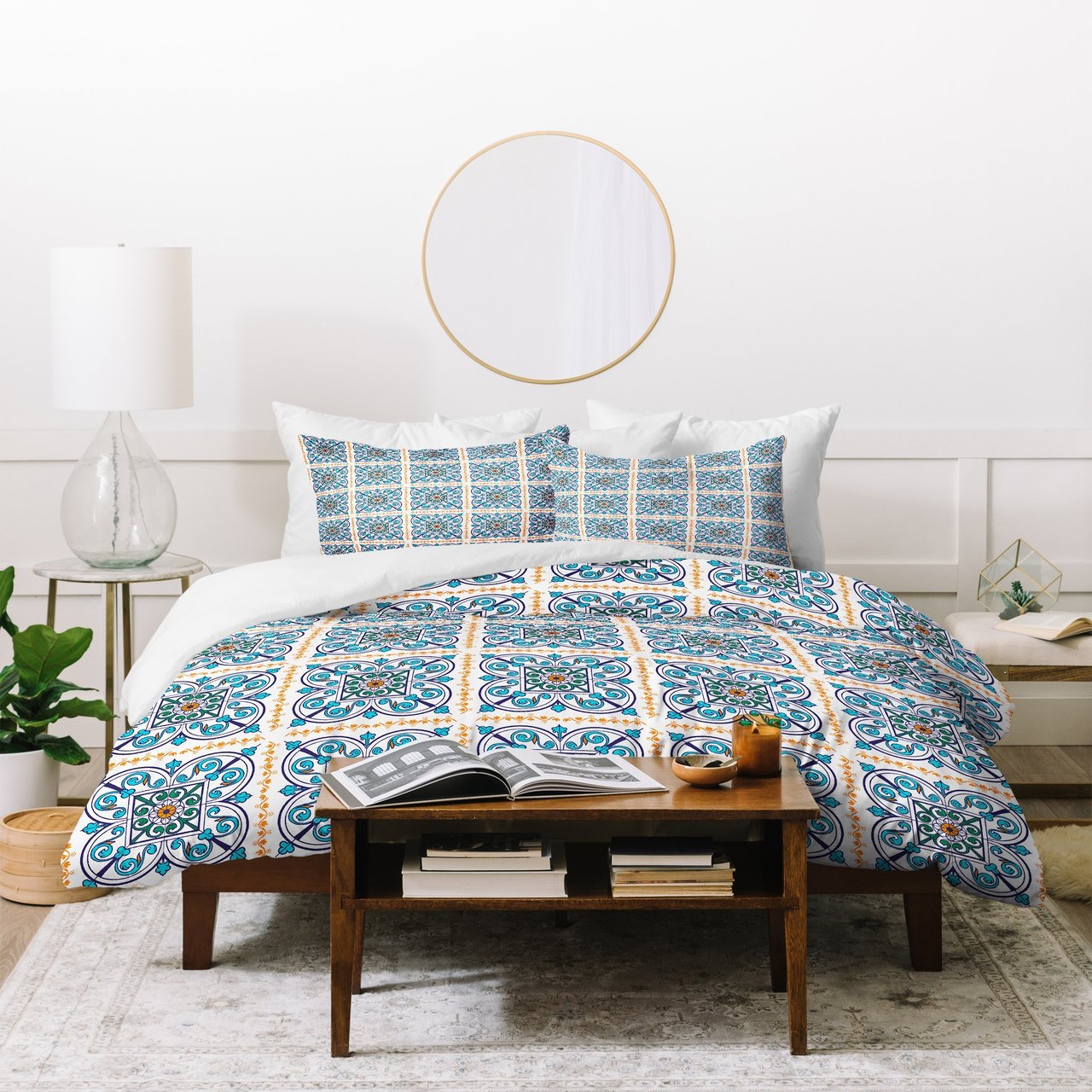 Caroline Okun Medieval Marinid Indigo Duvet Cover Bedding Set