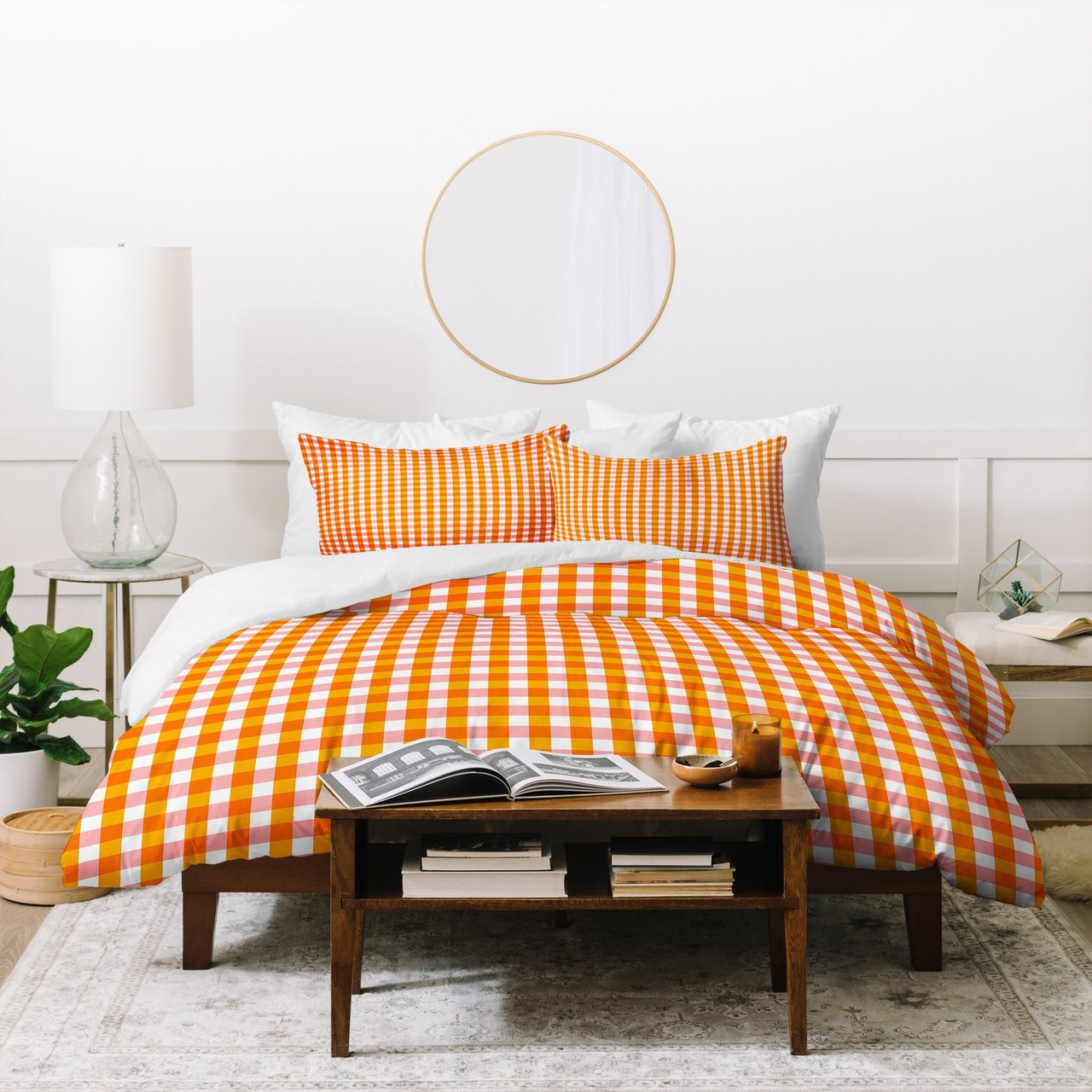 Caroline Okun Peachy Gingham Duvet Cover Bedding Set