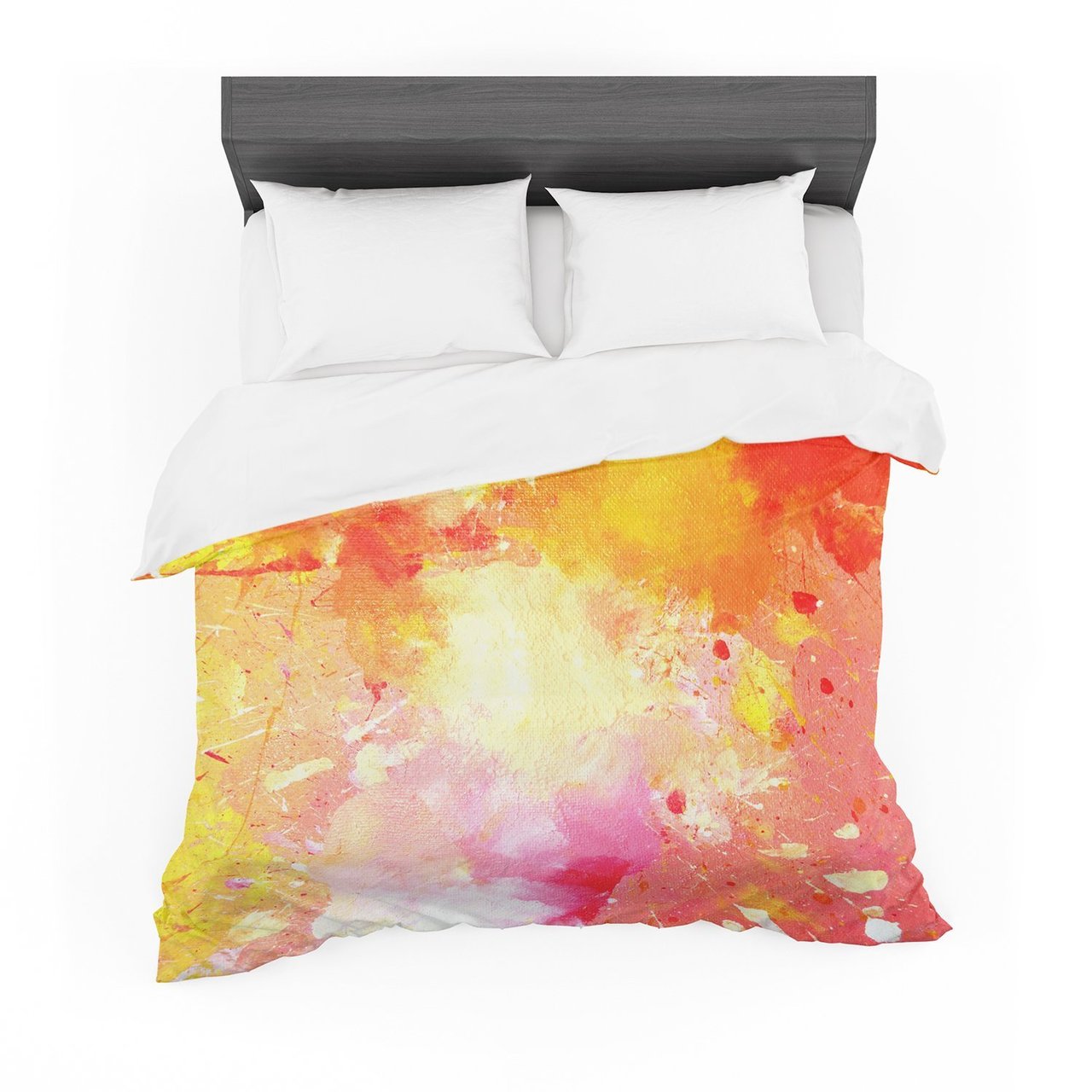 Carollynn Tice ‘Splash’ Orange Yellow Cotton3D Customized Duvet Cover Bedding Set