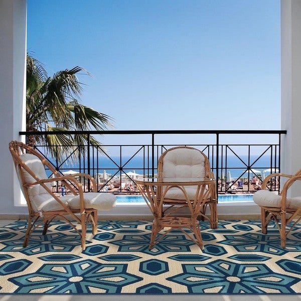 Carson Carrington Skovde Tiles Ivory Blue Limited Edition Rectangle Rug