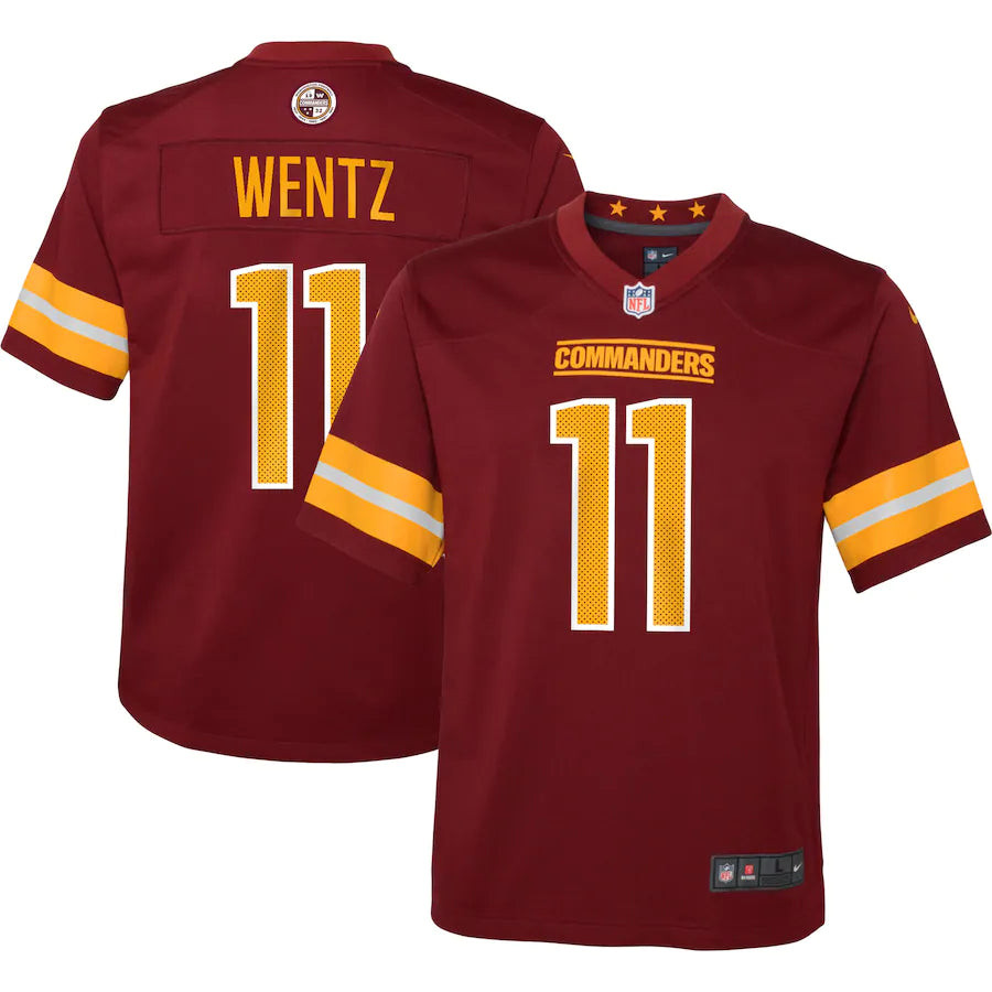 Carson Wentz 11 Washington Commanders Youth Alternate Game Stitched Jersey – Burgundy
