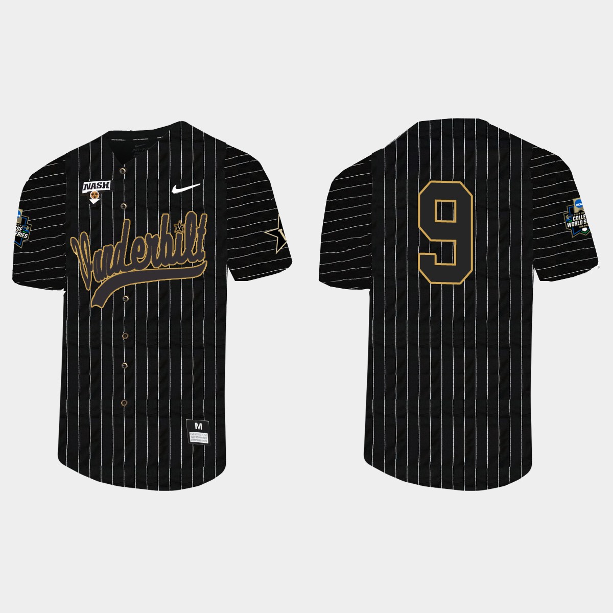 Carter Young Vanderbilt Commodores 2021 College World Series Pinstripe Jersey - Black