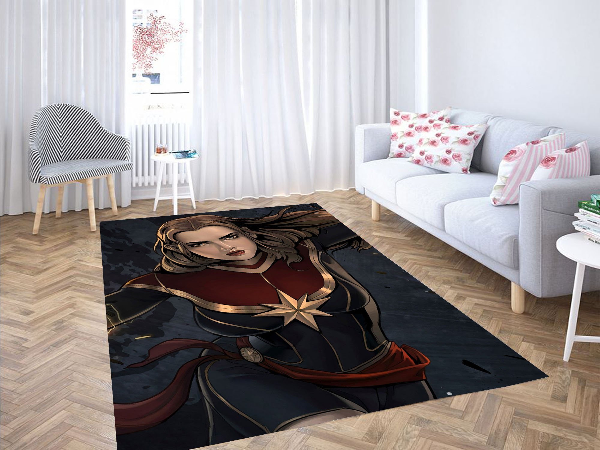 Cartoon Captain Marvel Carpet Rectangle Rug