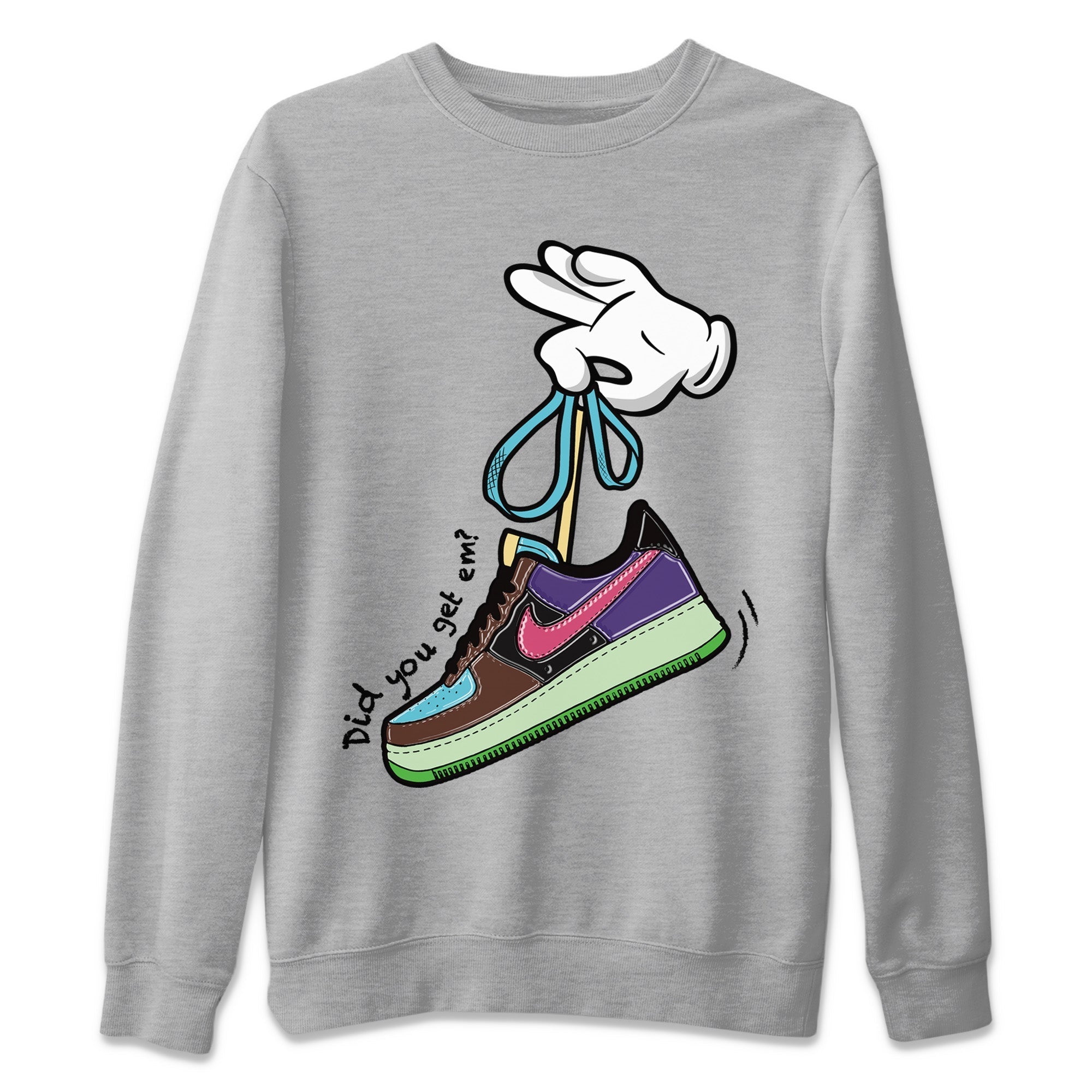 Cartoon Hands Unisex Sweater – Air Force 1 Undefeated Fauna Brown, Sneakers Matching Sweater