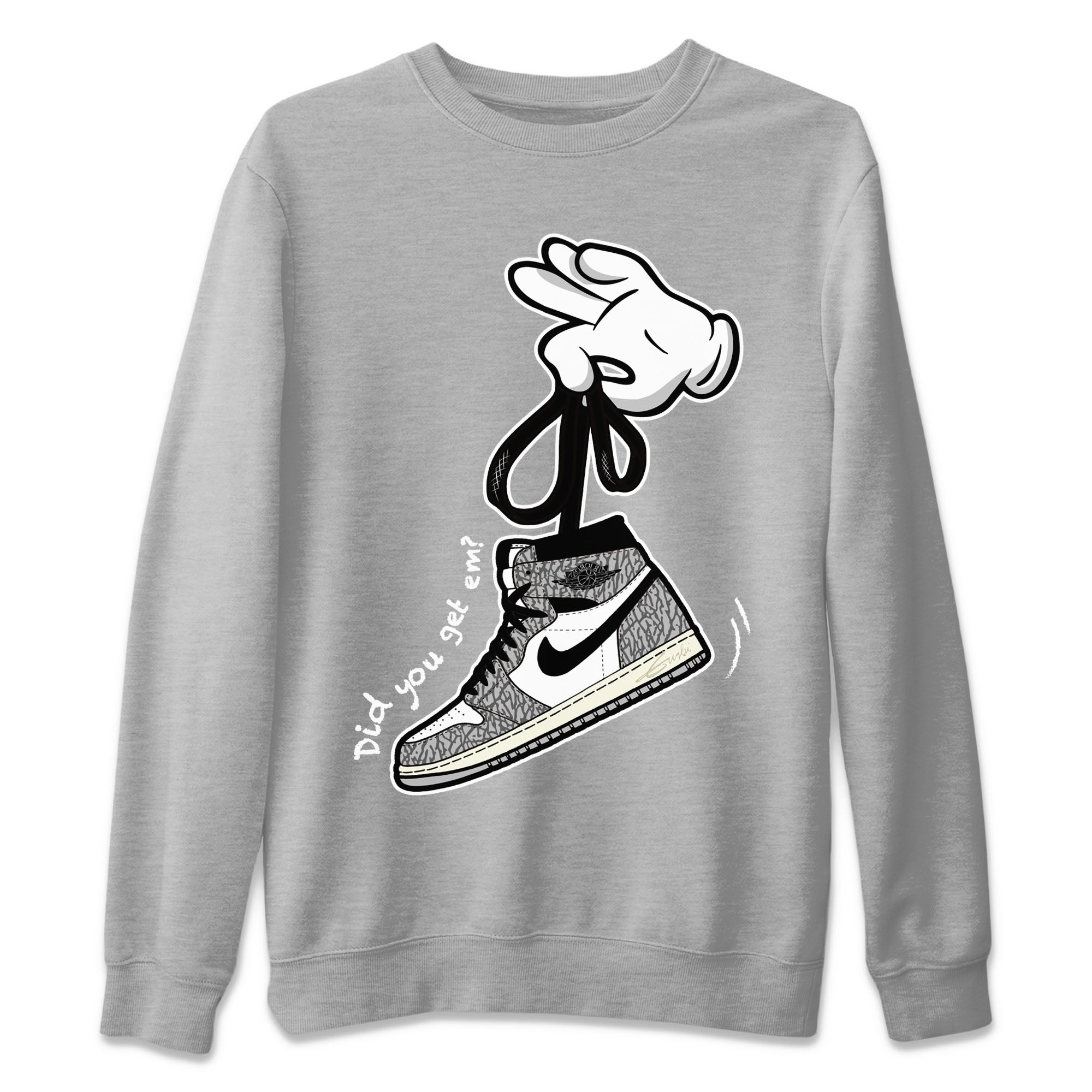Cartoon Hands Unisex Sweater – Air Jordan 1 White Cement, Sneakers Matching Sweater