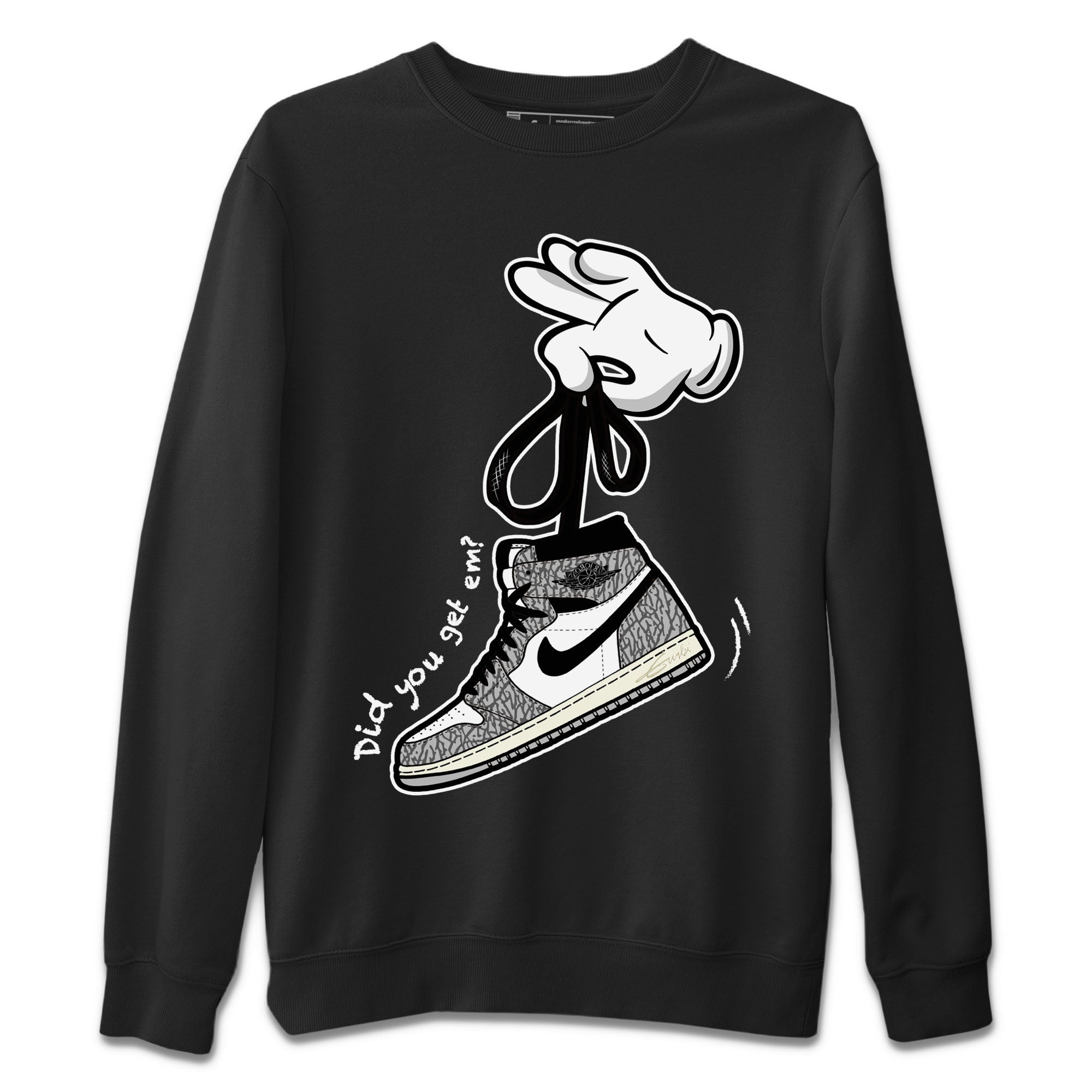 Cartoon Hands Unisex Sweater – Air Jordan 1 White Cement, Sneakers Matching Sweater
