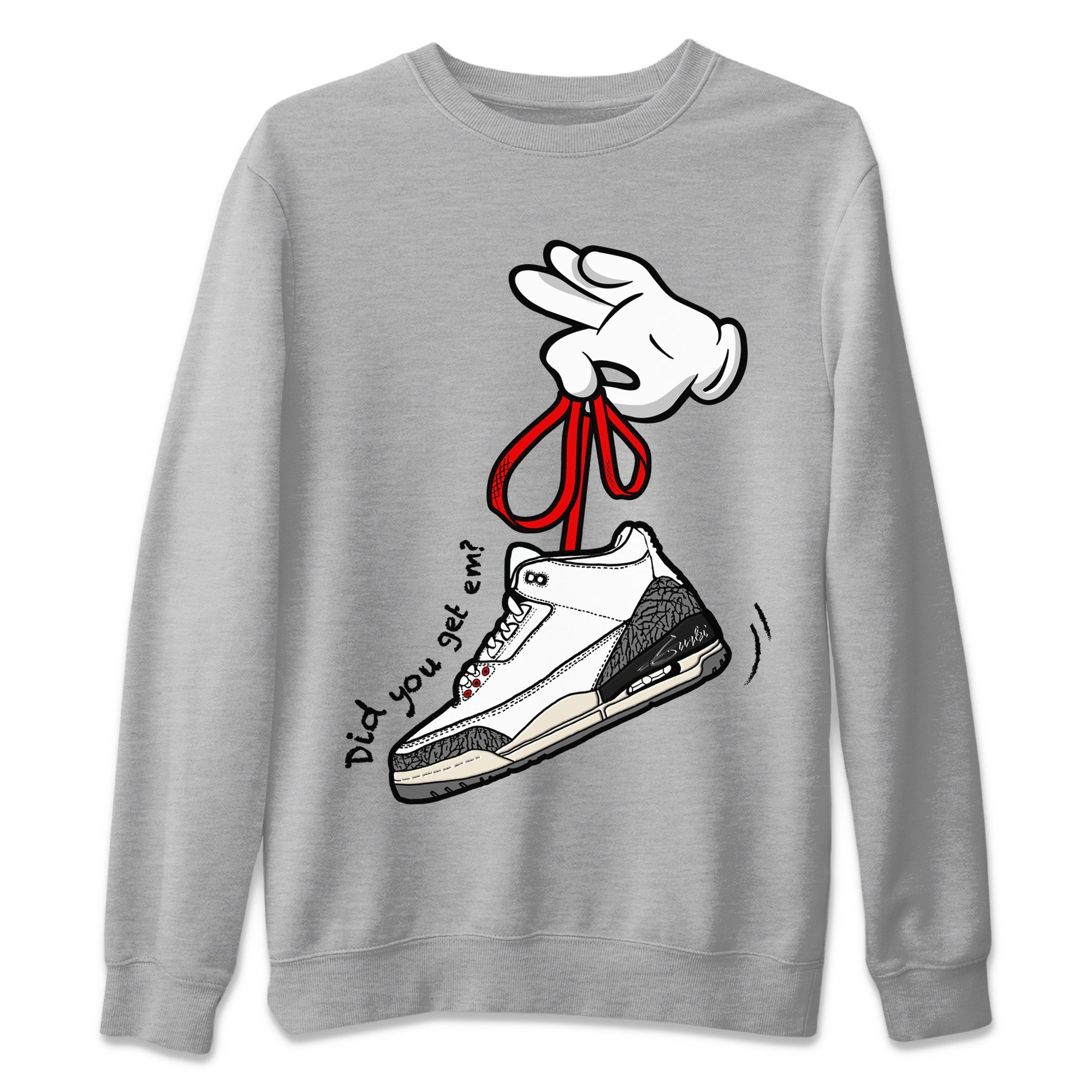 Cartoon Hands Unisex Sweater – Air Jordan 3 White Cement, Sneakers Matching Sweater