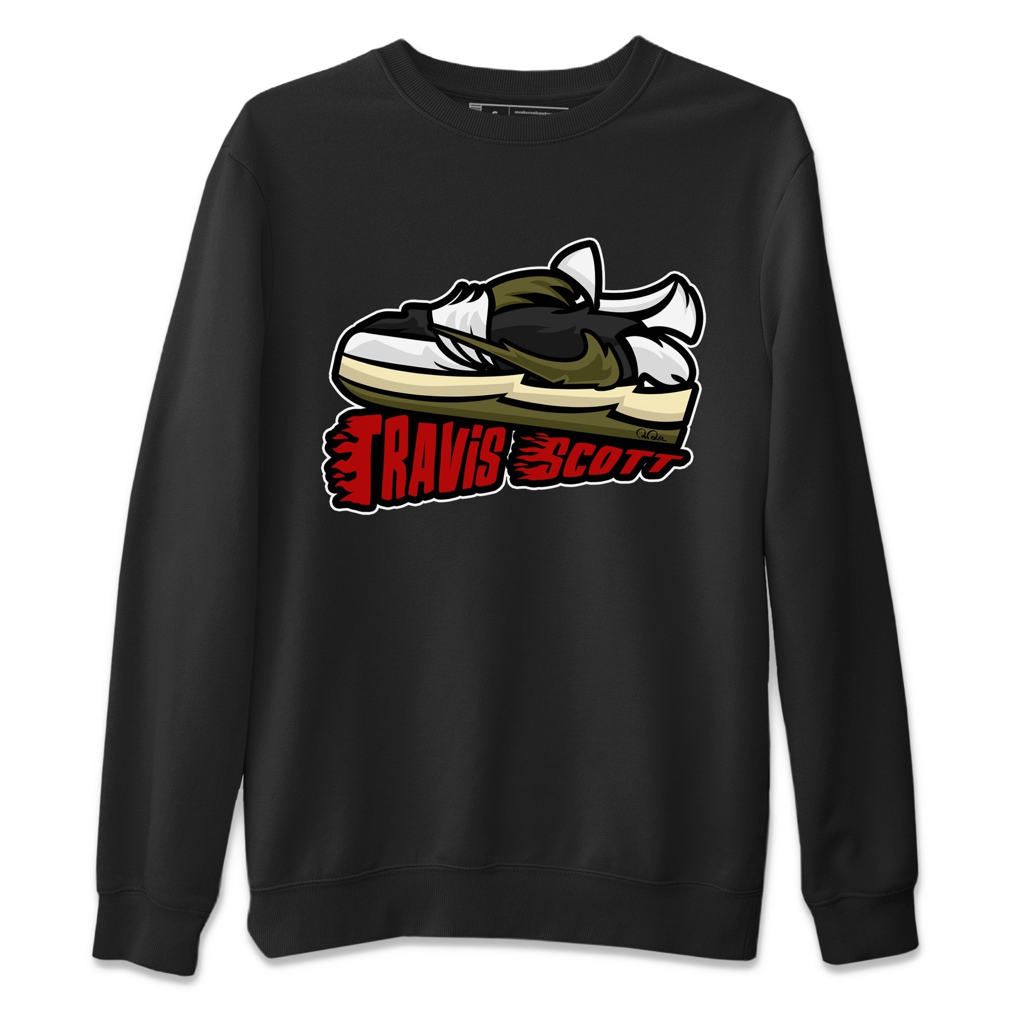 Cartoon Shoes Unisex Sweater – Air Jordan 1 Travis Scott Olive, Sneakers Matching Sweater