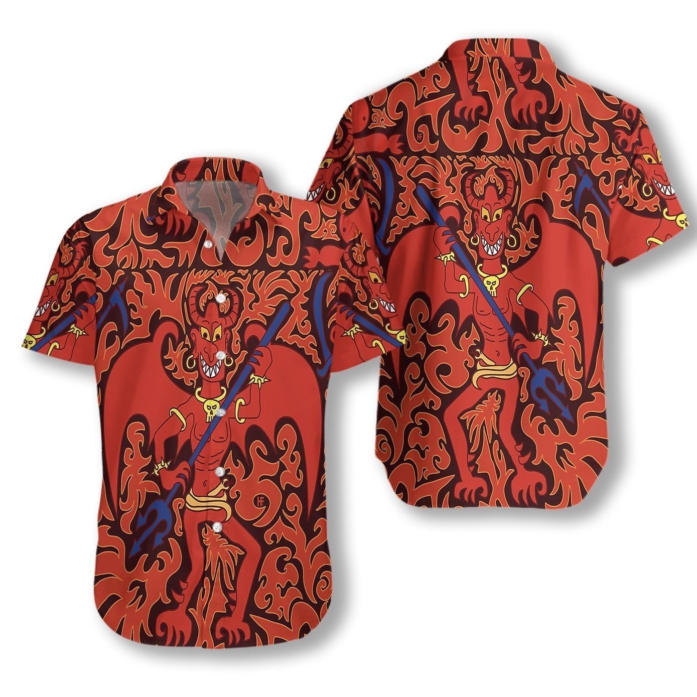 Cartoon Styled Demon Satanic Goth Gothic Hawaiian Shirt For Men Women Adult HW4149