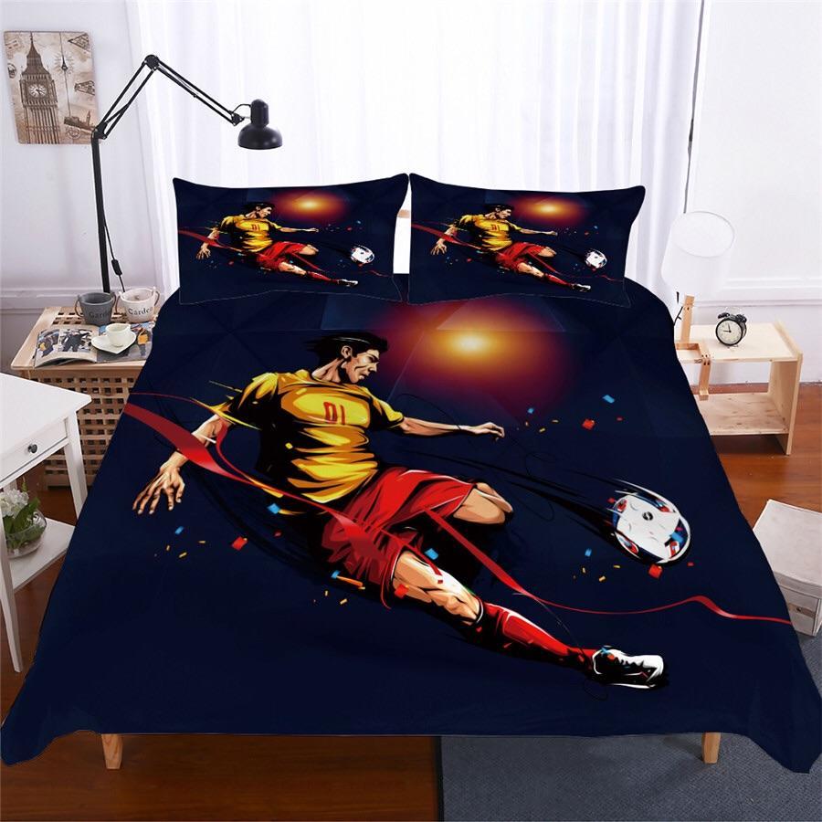 Cartoonoccer Player 3D Customized Duvet Cover Bedding Set