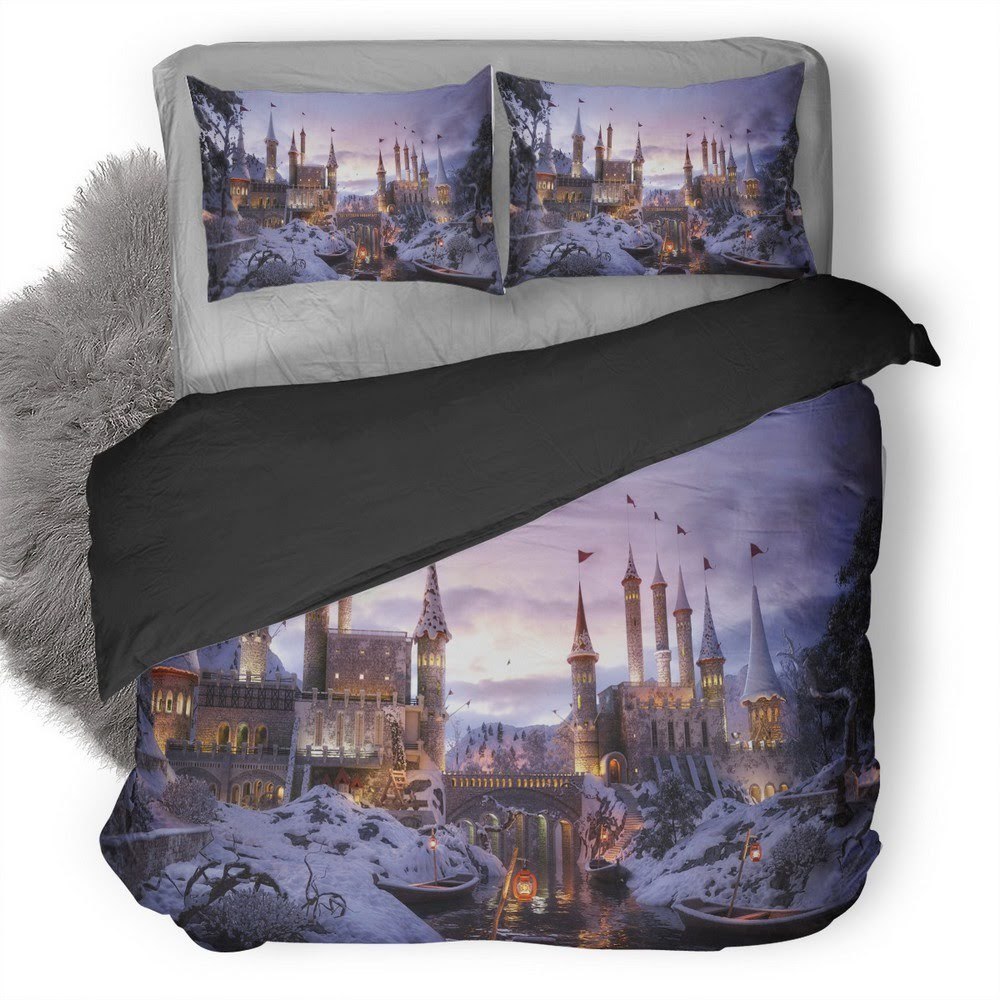 Castle In Snow 3D Customized Duvet Cover Bedding Set