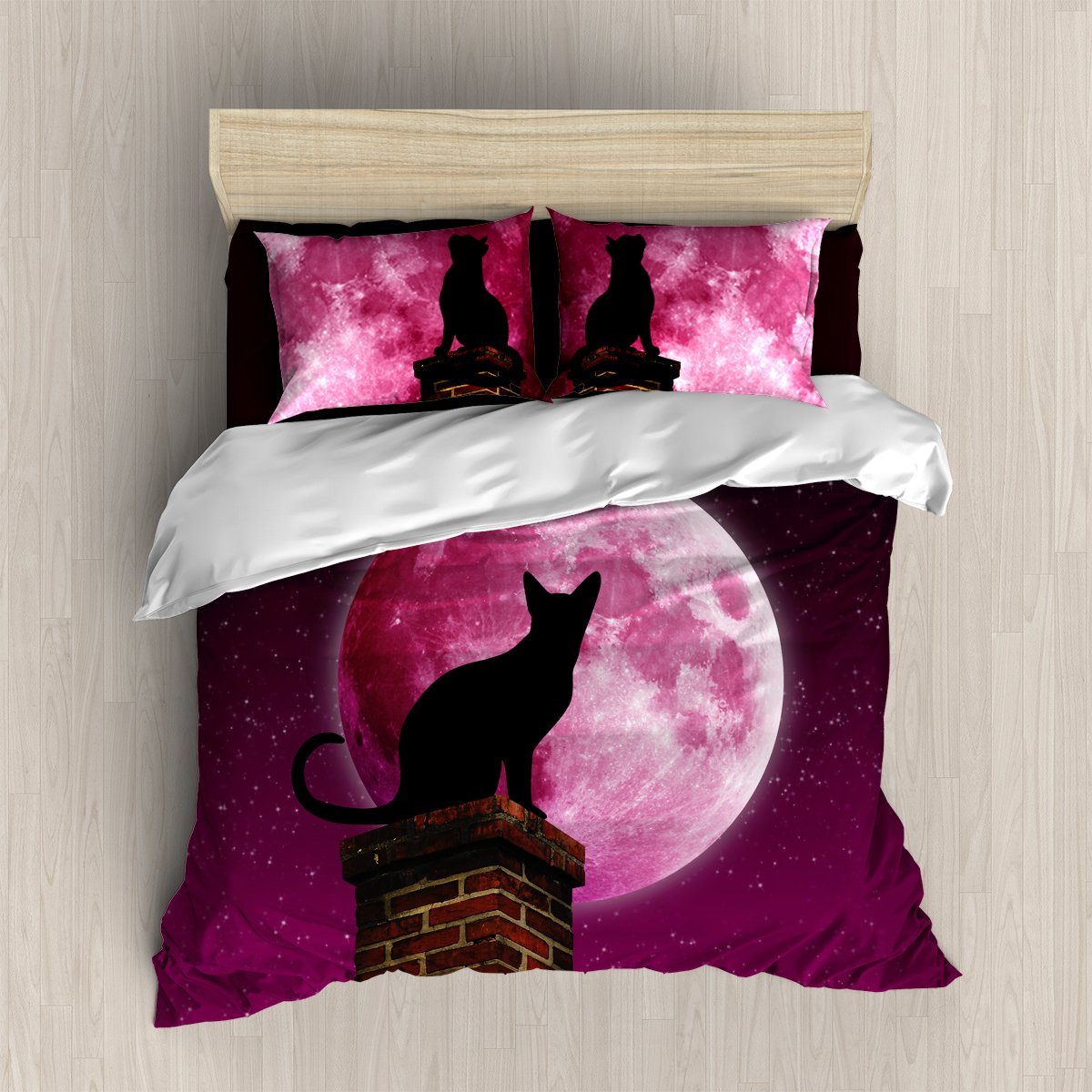Cat And Moon 3D Customized Duvet Cover Bedding Set