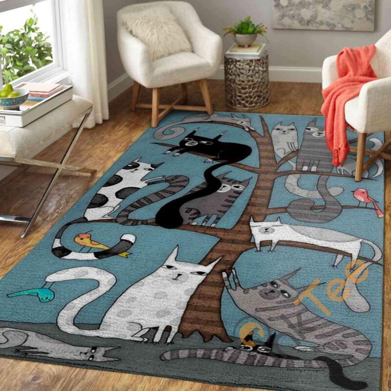 Cat Faminy Posing With The Tree Area Rectangle Rug