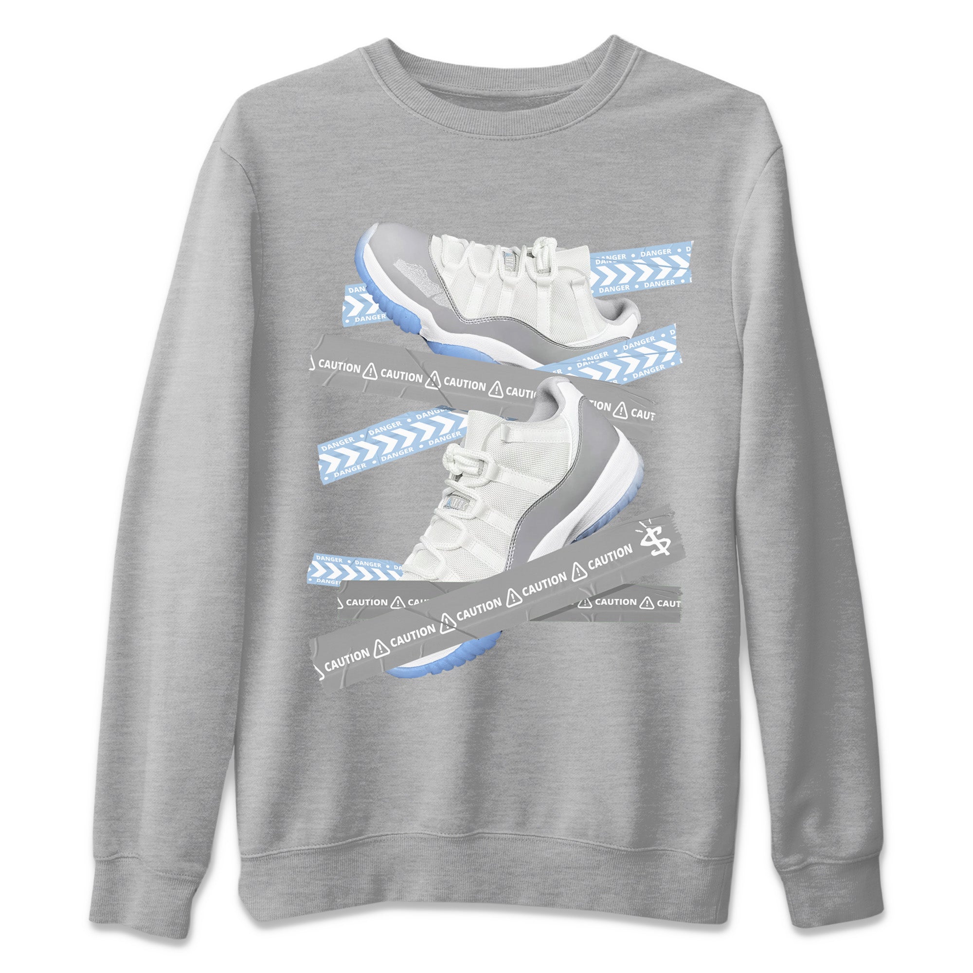 Caution Tape Unisex Sweater – Air Jordan 11 White Cement, Sneakers Matching Sweater