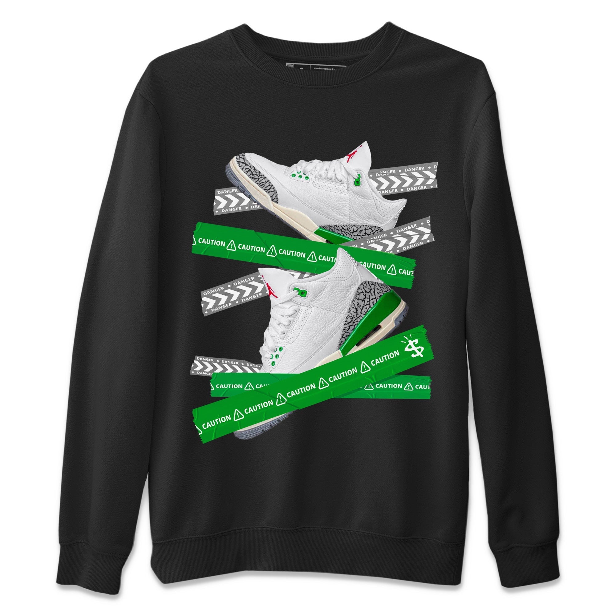 Caution Tape Unisex Sweater – Air Jordan 3 Lucky Green, Sneakers Matching Sweater