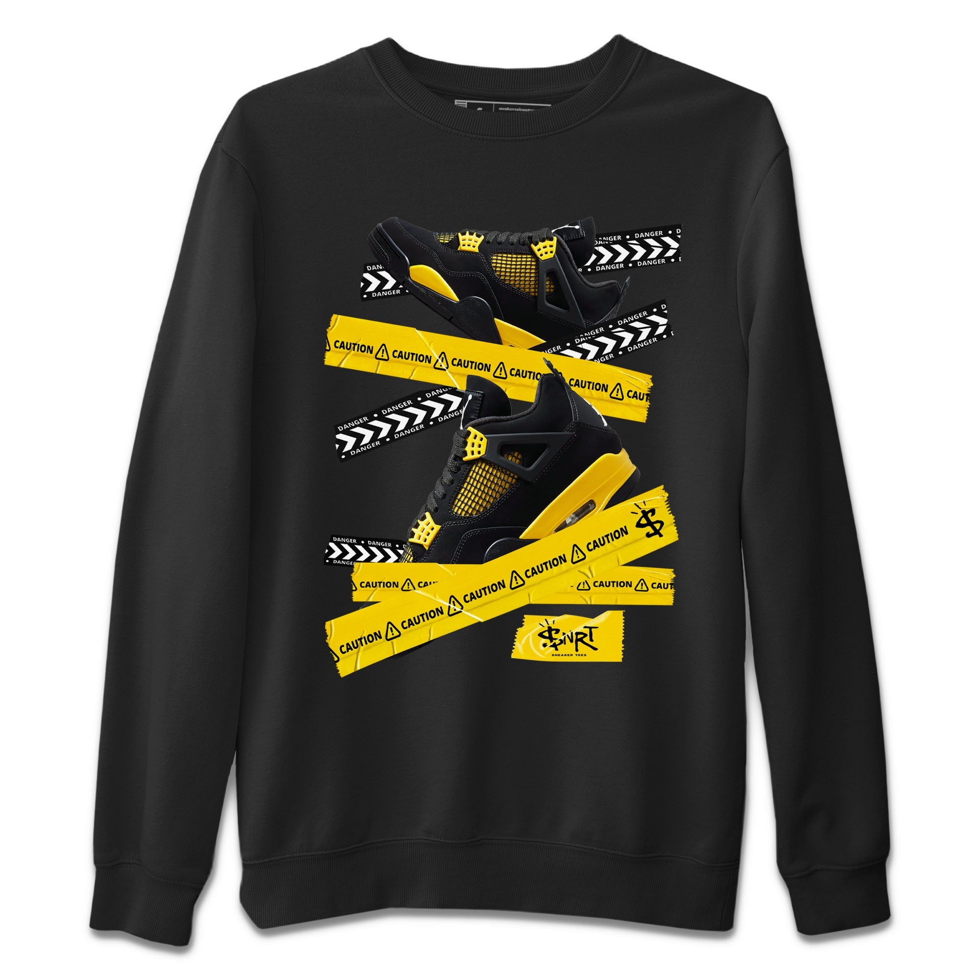 Caution Tape Unisex Sweater – Air Jordan 4 Thunder, Sneakers Matching Sweater