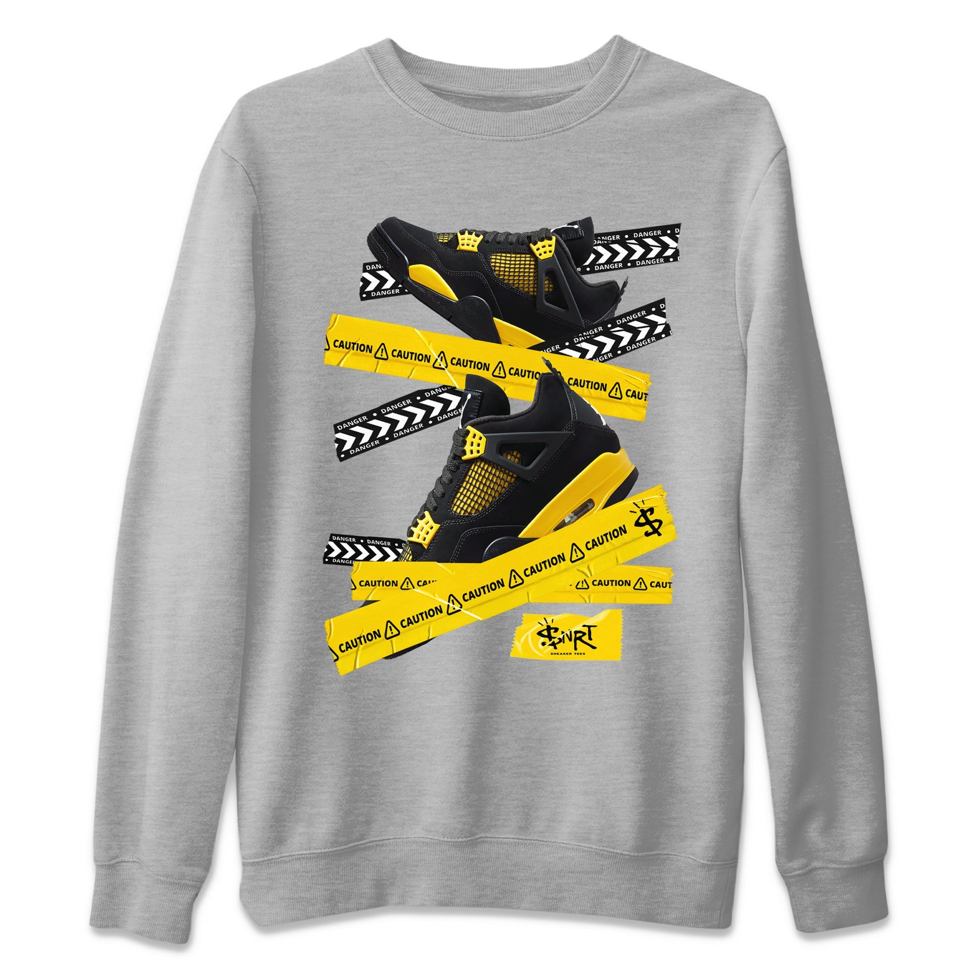 Caution Tape Unisex Sweater – Air Jordan 4 Thunder, Sneakers Matching Sweater