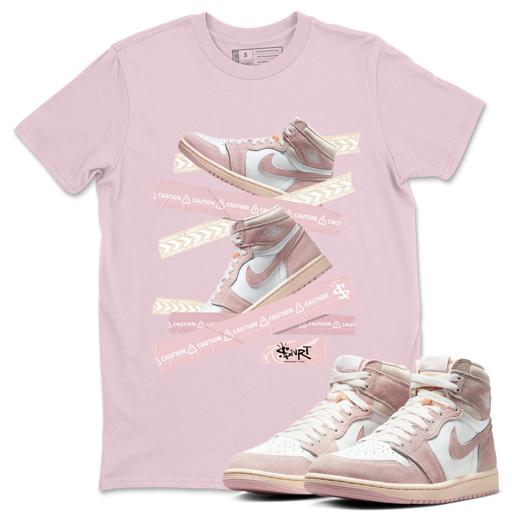 Caution Tape Unisex Tshirt – Air Jordan 1 Washed Pink