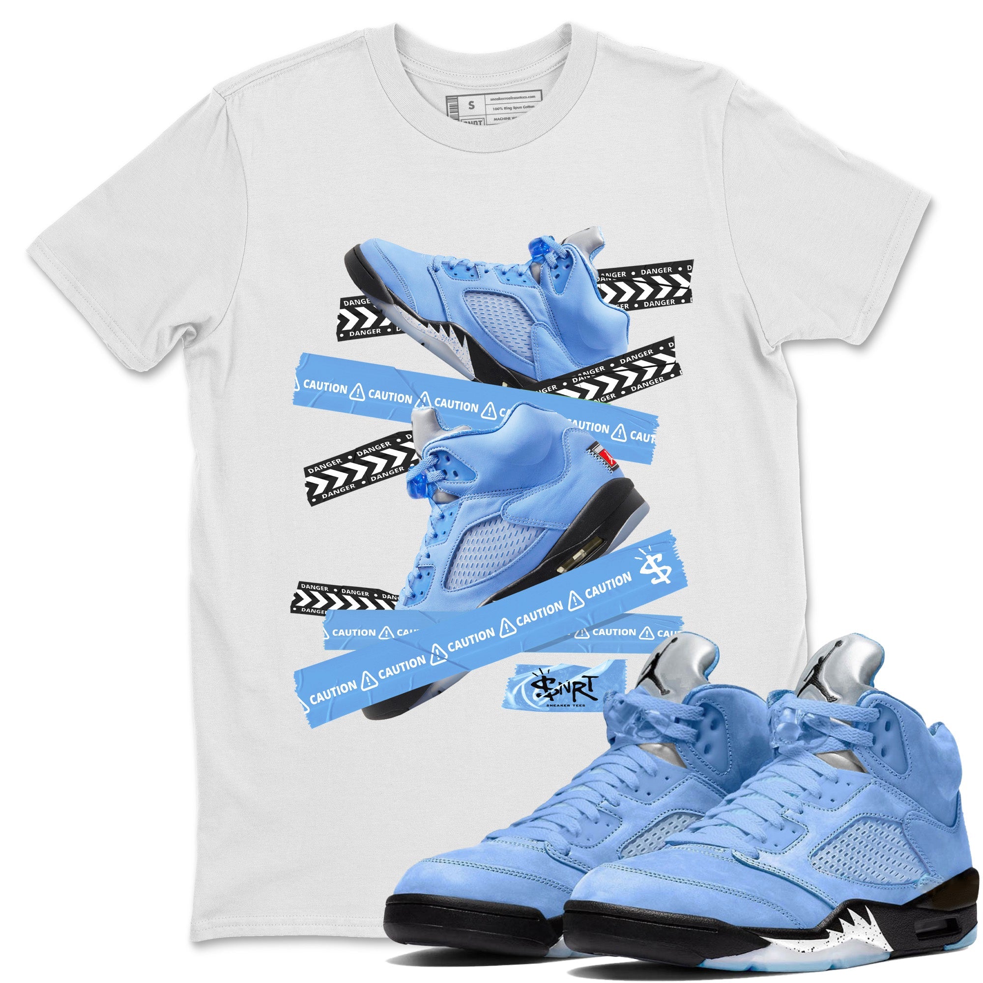 Caution Tape Unisex Tshirt – Air Jordan 5 UNC