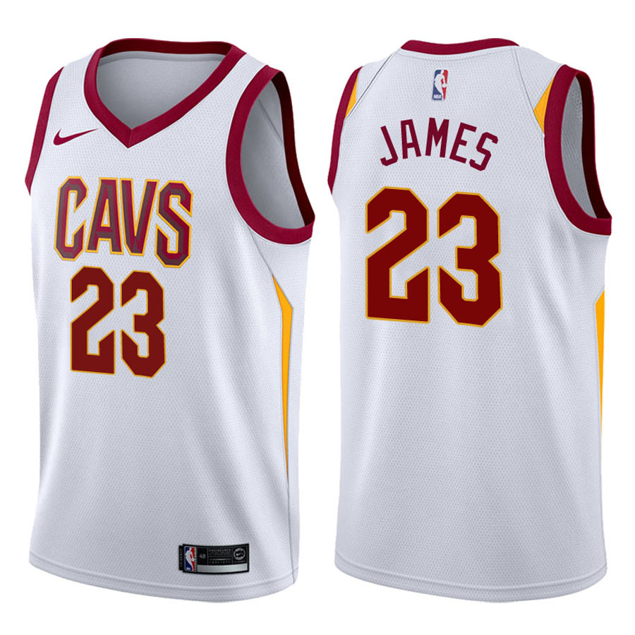 Cavaliers Male LeBron James #23 2017-18 Association White Jersey