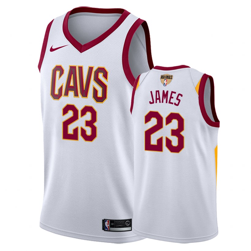 Cavaliers Male LeBron James #23 2018 NBA Finals Association White Jersey