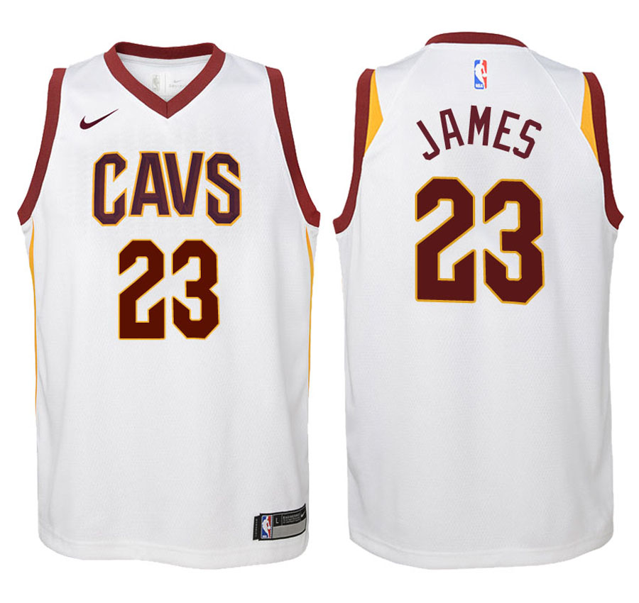 Cavaliers Youth LeBron James #23 2017-18 Association White Jersey
