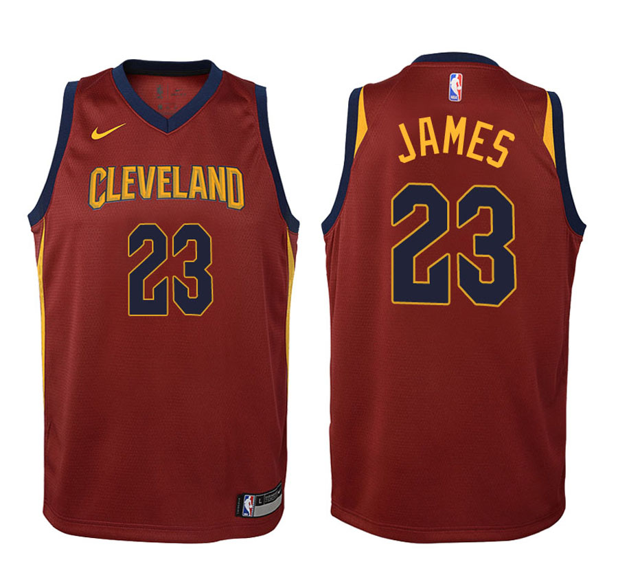 Cavaliers Youth LeBron James #23 2017-18 Icon Maroon Jersey