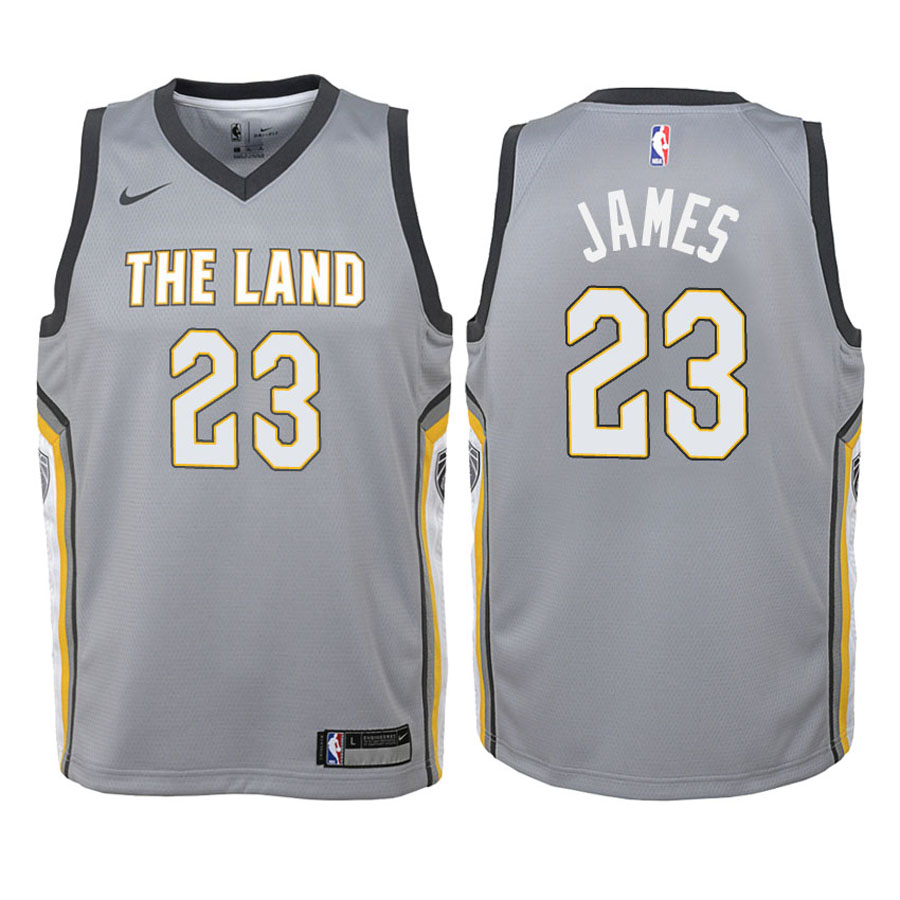 Cavaliers Youth LeBron James #23 City Edition Gray Jersey