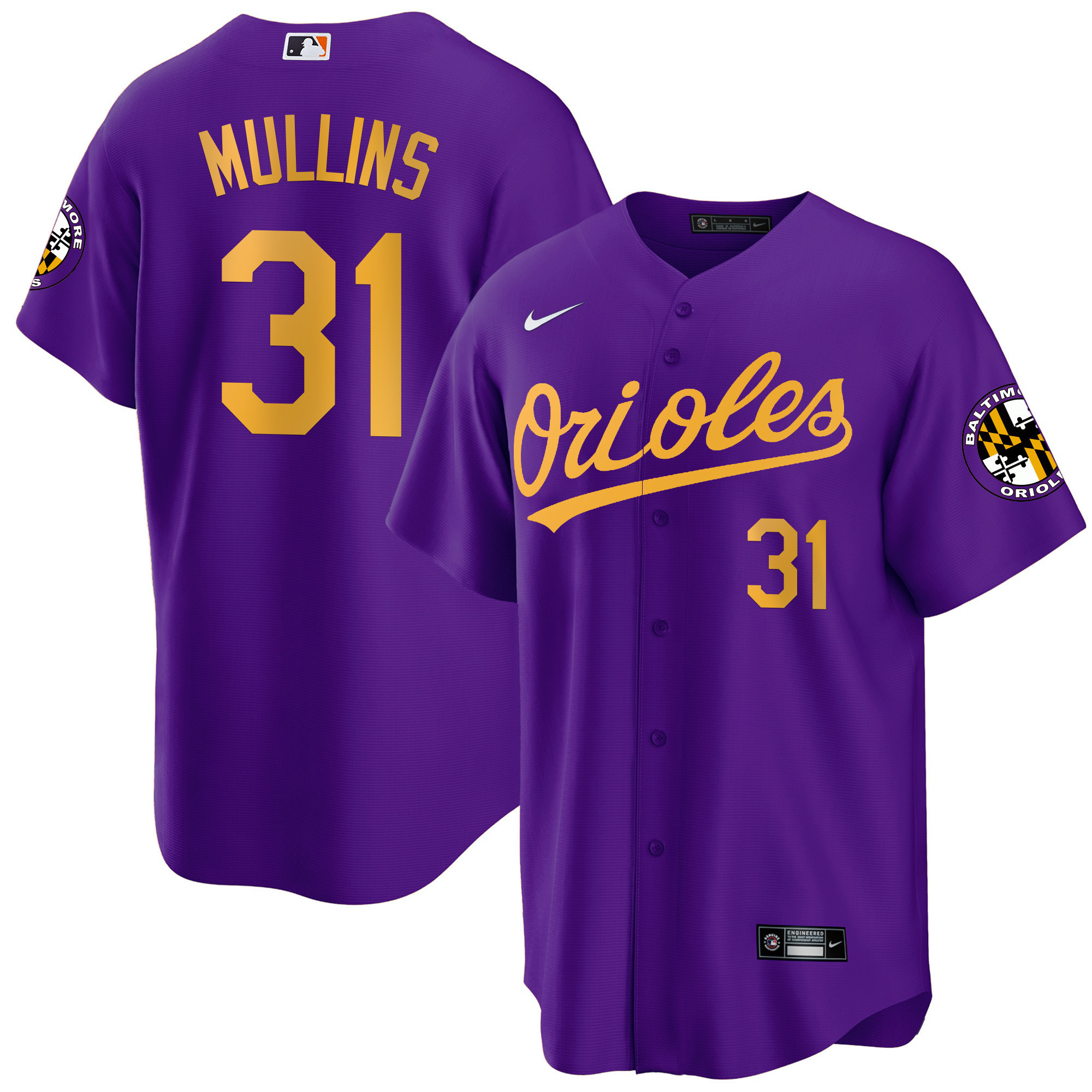 Cedric Mullins Men’s Baltimore Orioles 2023 Special Gold Cool Purple Gold Jersey - All Stitched