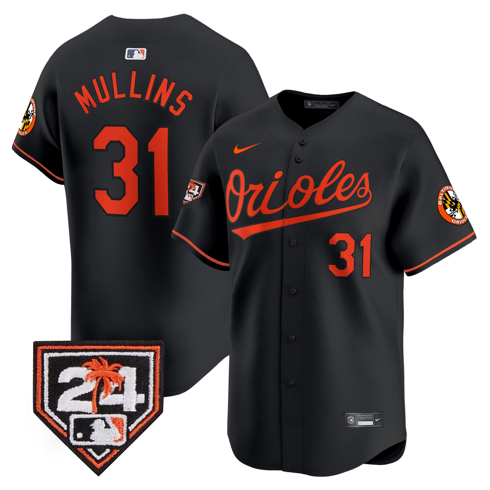 Cedric Mullins Men's Baltimore Orioles 2024 Spring Training Patch Vapor Premier Limited Black Jersey - All Stitched