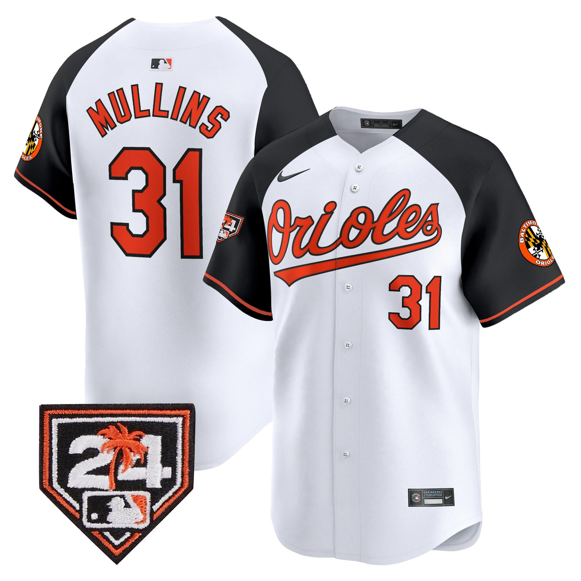 Cedric Mullins Men's Baltimore Orioles 2024 Spring Training Patch Vapor Premier Limited White Alternate Jersey - All Stitched