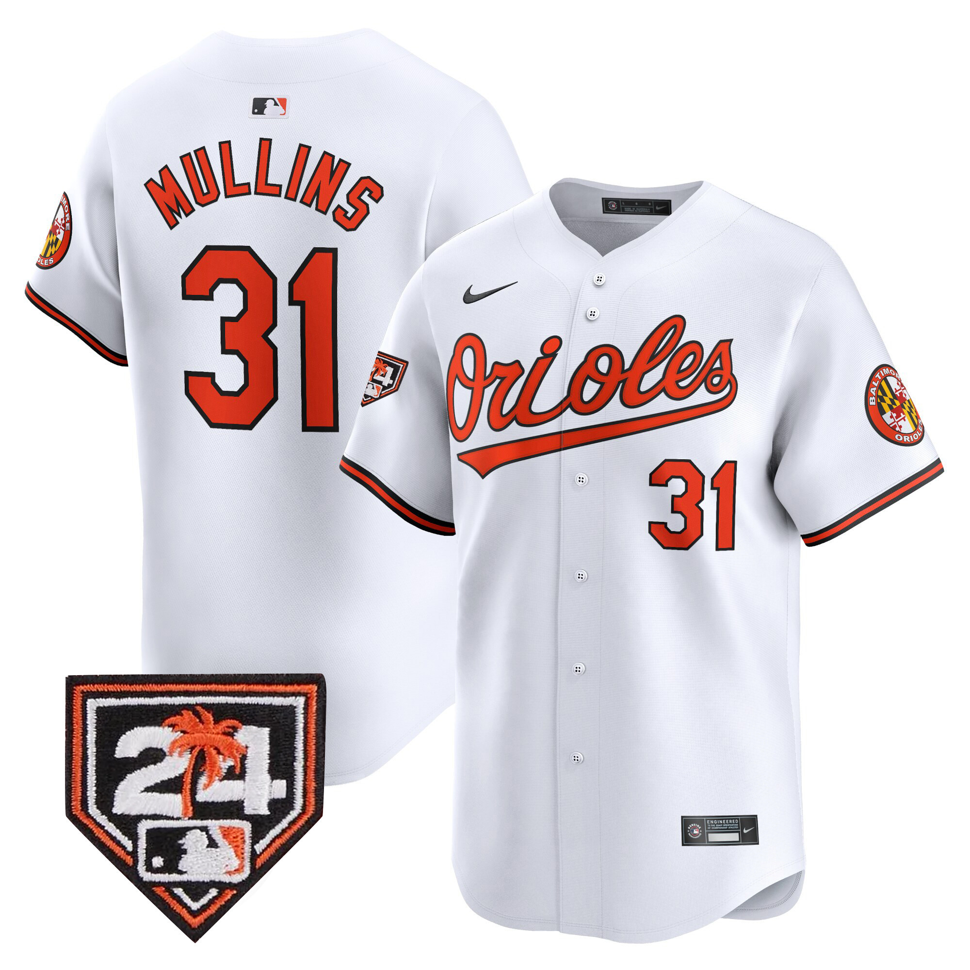 Cedric Mullins Men's Baltimore Orioles 2024 Spring Training Patch Vapor Premier Limited White Jersey - All Stitched