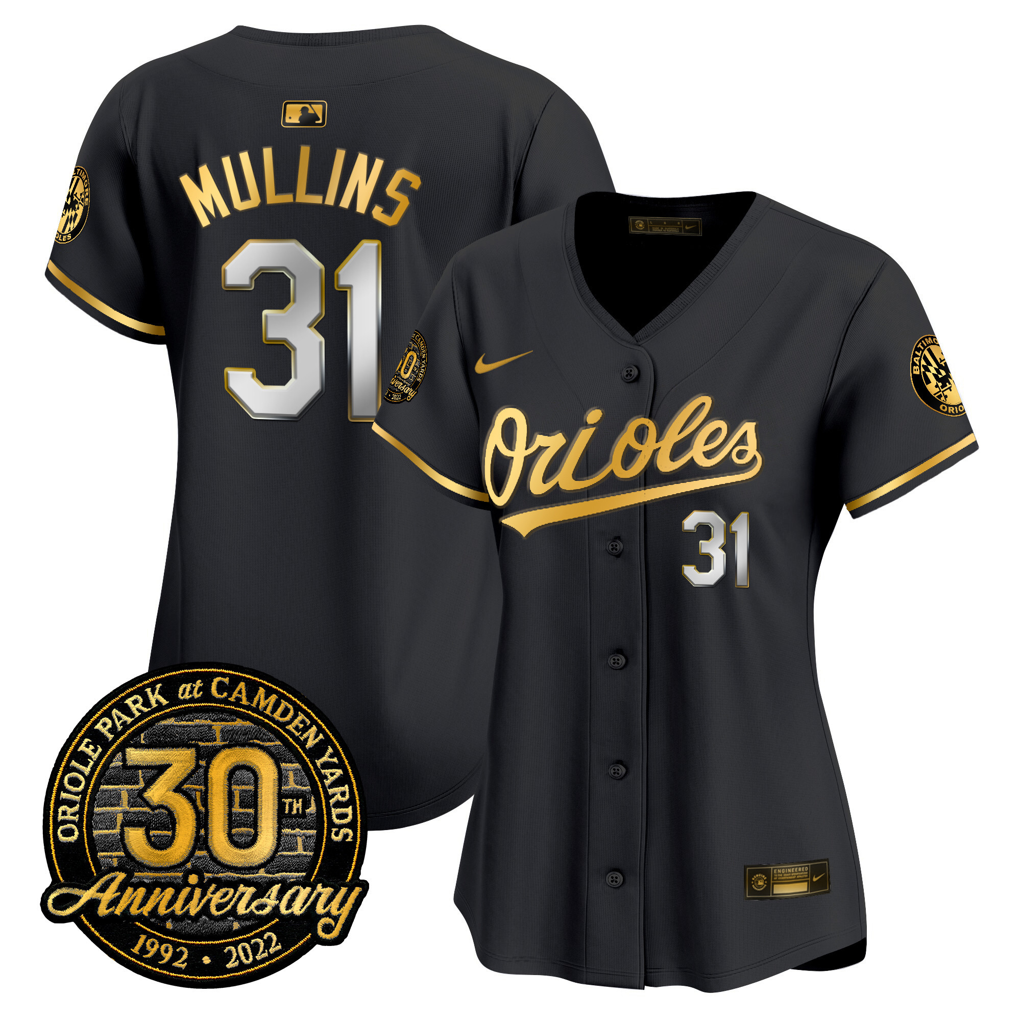 Cedric Mullins Women’s Baltimore Orioles Camden Yards 30th Anniversary Patch Vapor Premier Limited Black Limited Jersey - All Stitched