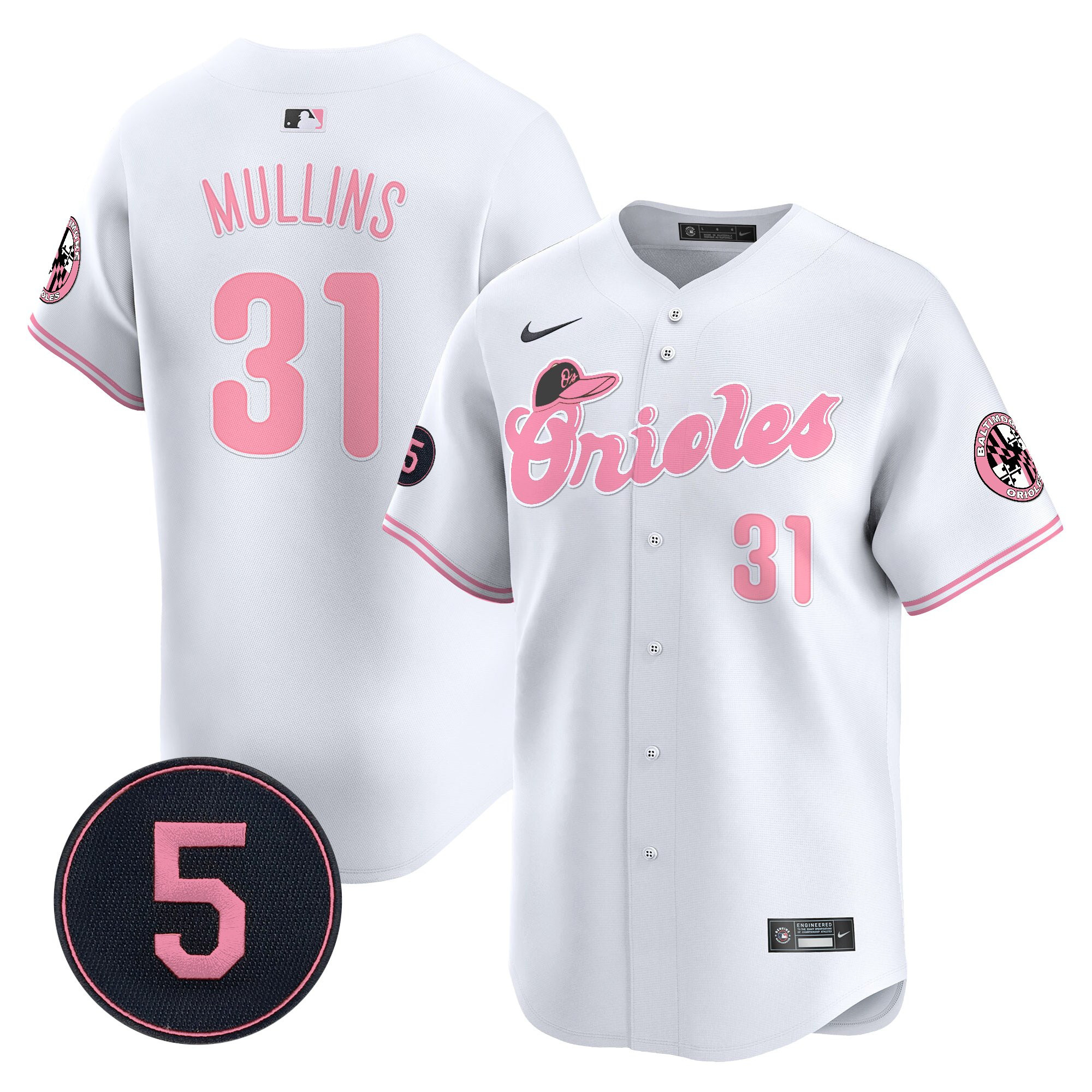Cedric MullinsUnisex Baltimore Orioles Pastel Style Robinson Patch Vapor Premier Limited White Jersey - All Stitched