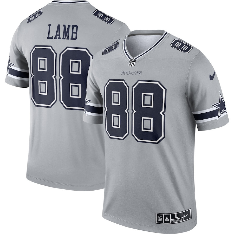 CeeDee Lamb 88 Dallas Cowboys Inverted Legend Stitched Jersey – Gray