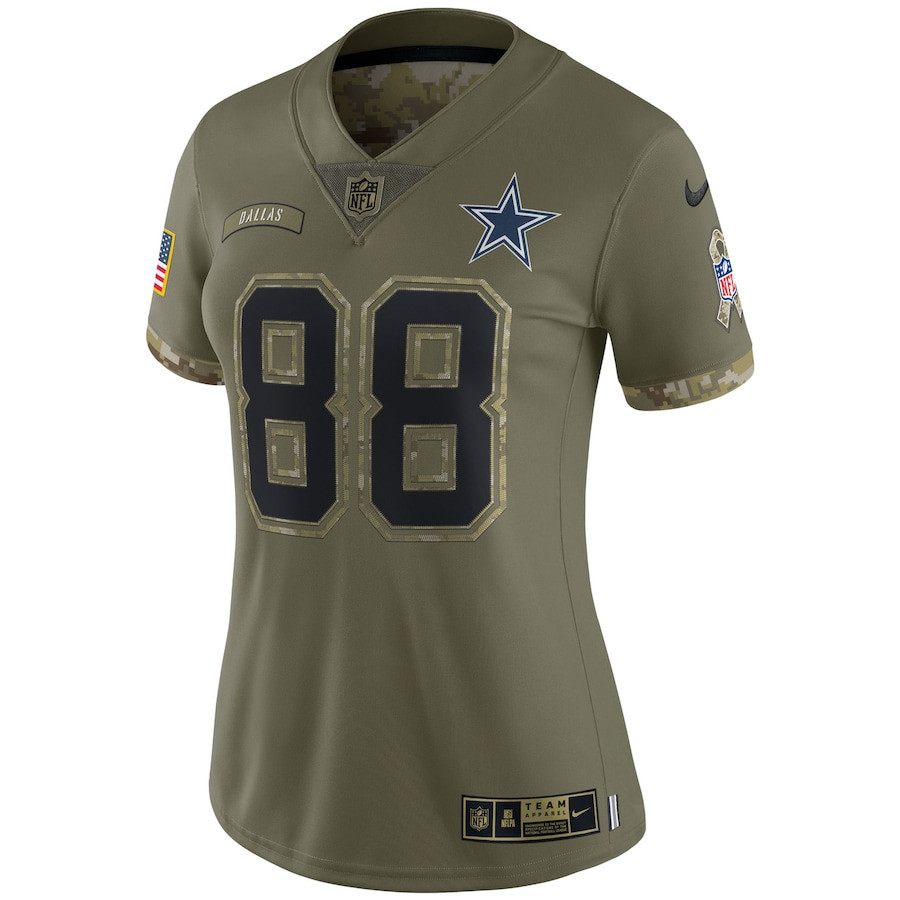 CeeDee Lamb 88 Dallas Cowboys Women’s 2022 Salute To Service Limited Stitched Jersey – Olive