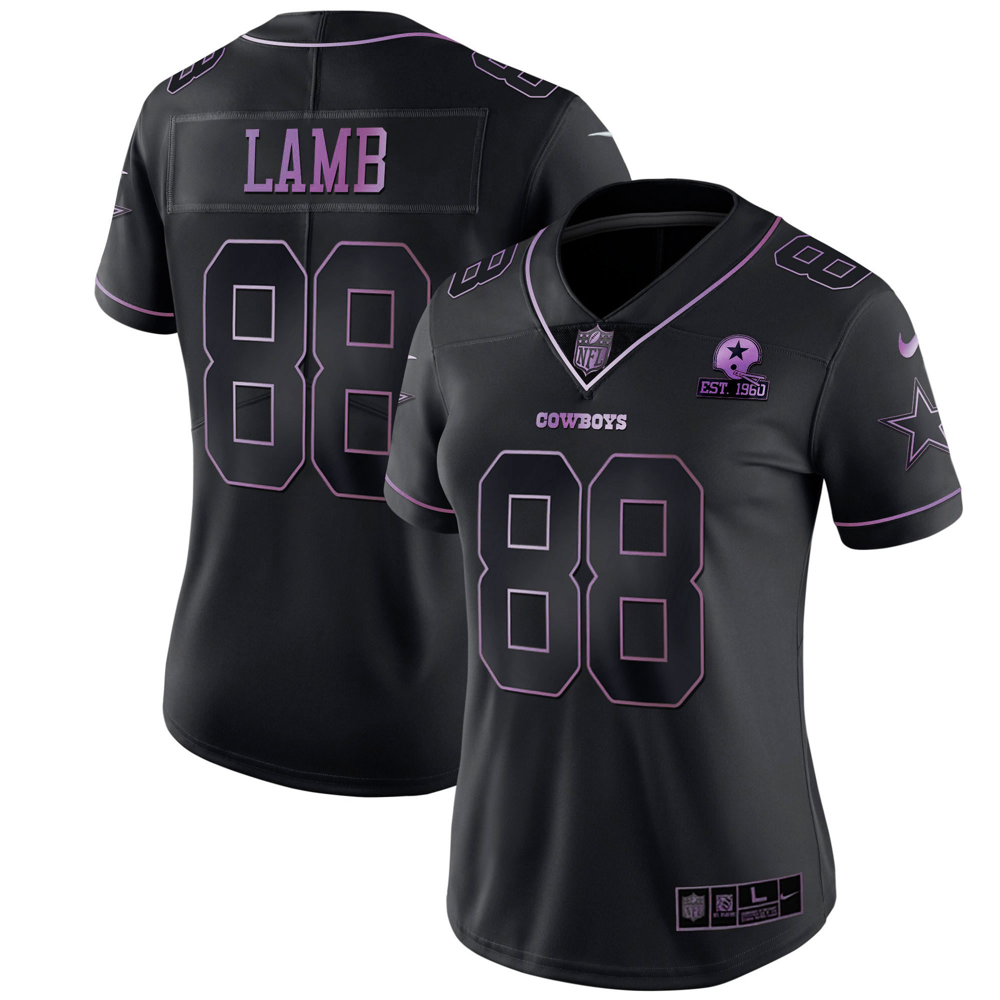 CeeDee Lamb Dallas Cowboys Deep Purple Vapor Limited Est 1960 Patch Jersey - All Stitched 