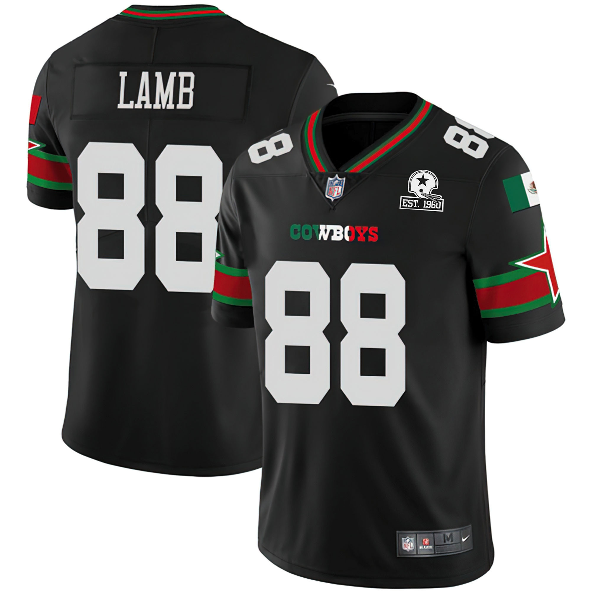 CeeDee Lamb Dallas Cowboys Mexico Est 1960 Patch Vapor Jersey - All Stitched 