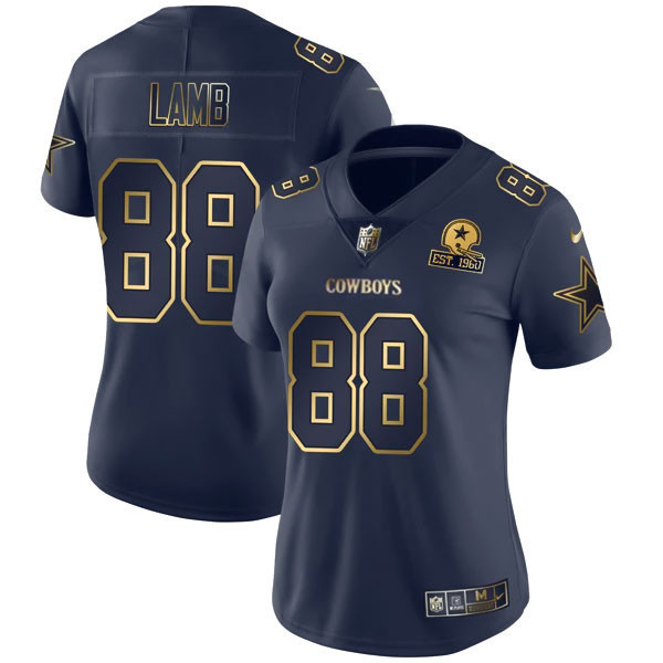 CeeDee Lamb Dallas Cowboys Navy Gold Collection Jersey - All Stitched 