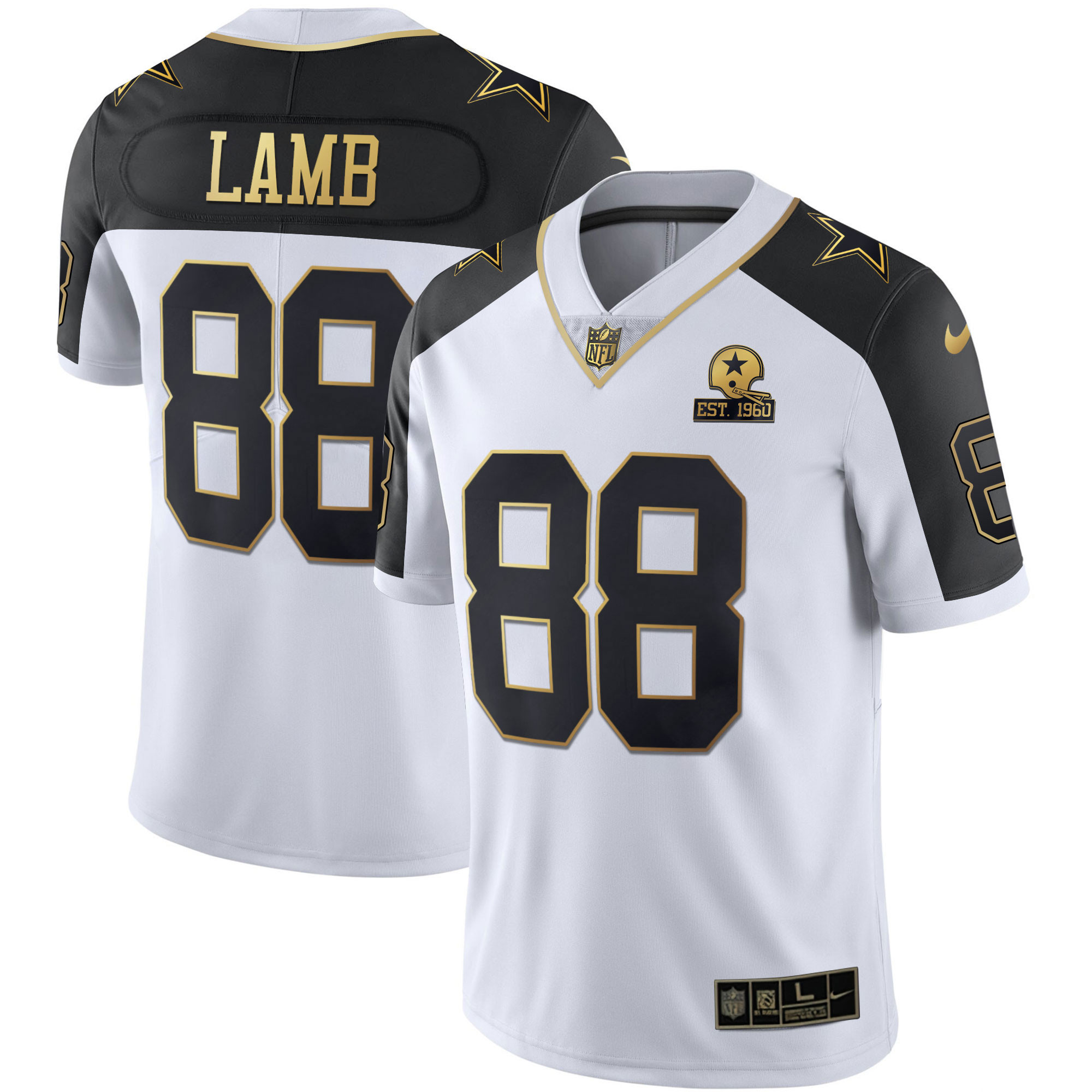 CeeDee Lamb Men's Dallas Cowboys Alternate Vapor Black Gold & Navy Gold Limited Black Inverted Jersey - All Stitched 