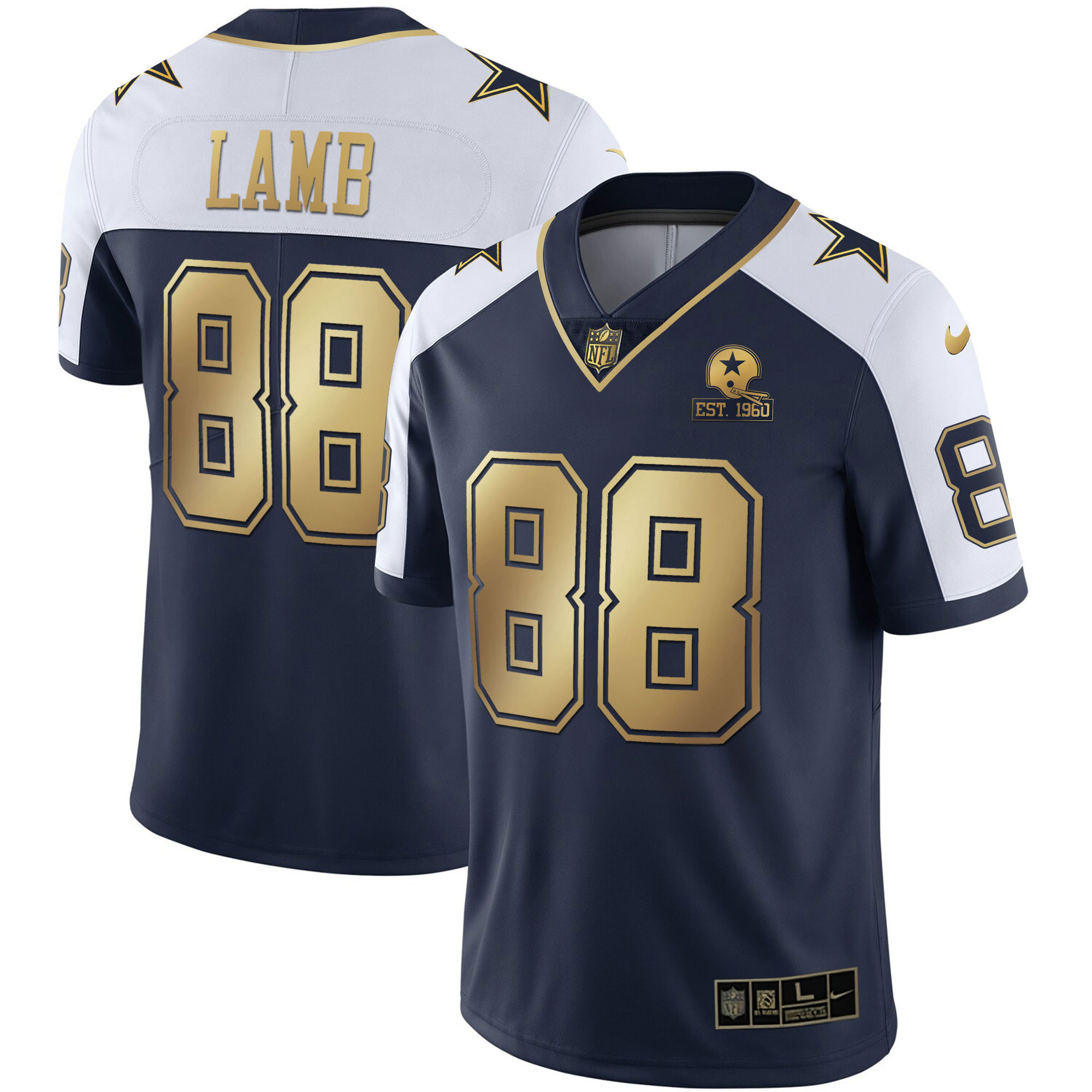 CeeDee Lamb Men's Dallas Cowboys Alternate Vapor Black Gold & Navy Gold Limited Navy Gold Jersey - All Stitched 