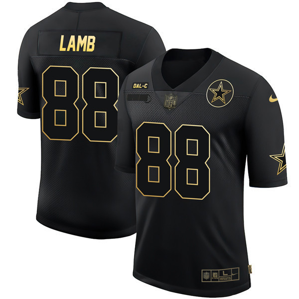 CeeDee Lamb Men's Dallas Cowboys Black Gold Collection Salute To Service Jersey - All Stitched 